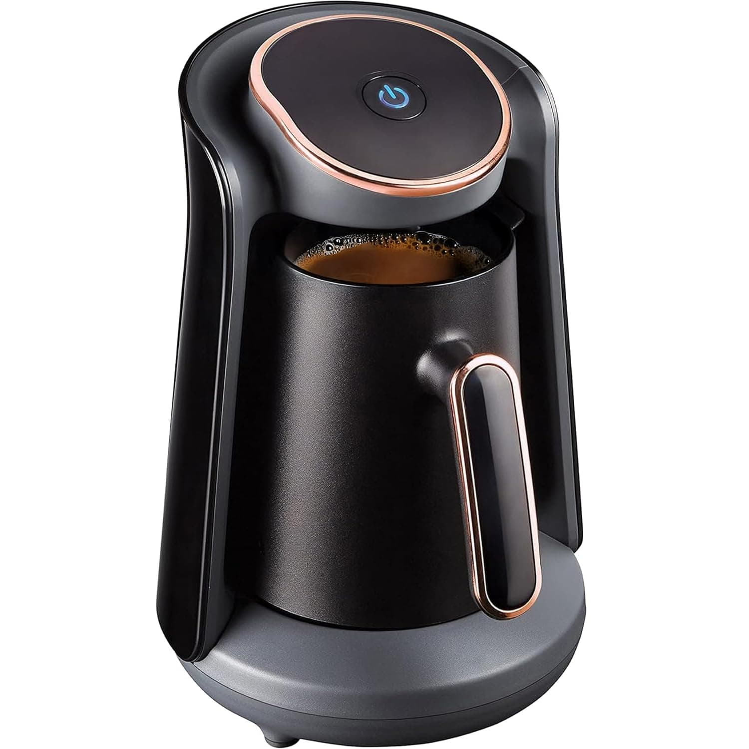 300ml 400W Turkish Coffee Maker, Removable Wireless Electric Coffee Pot, Smart One-Click Power Button, Electric Turkish Coffee Machine, Non-Stick Coating, Black/Gold