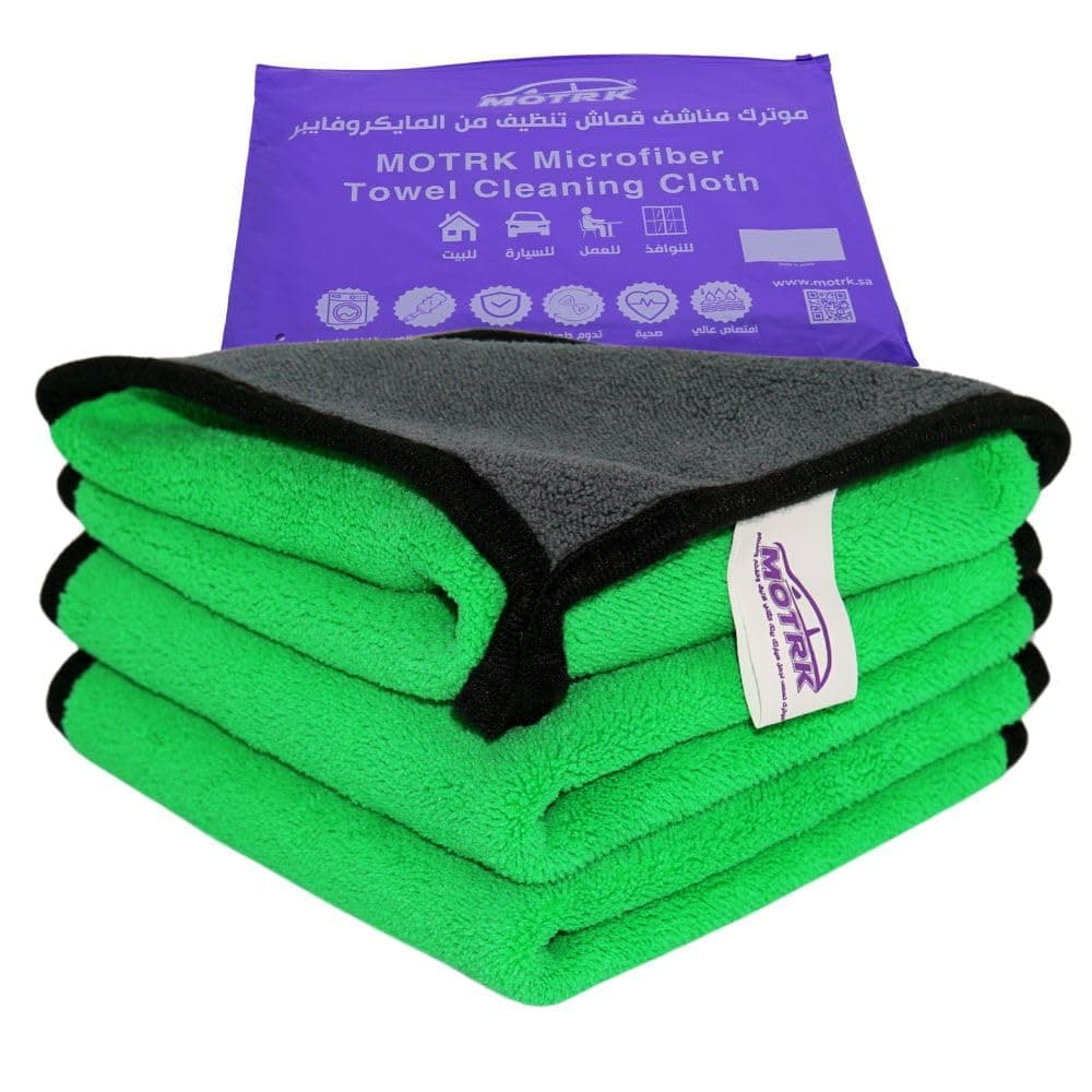 MOTRK Microfiber Car Wash Towel Car Care Set Microfiber Car Drying Towel, High Absorption Reusable Kitchen Towel, Cleaning Cloth Car Accessories 3Pack (Green)