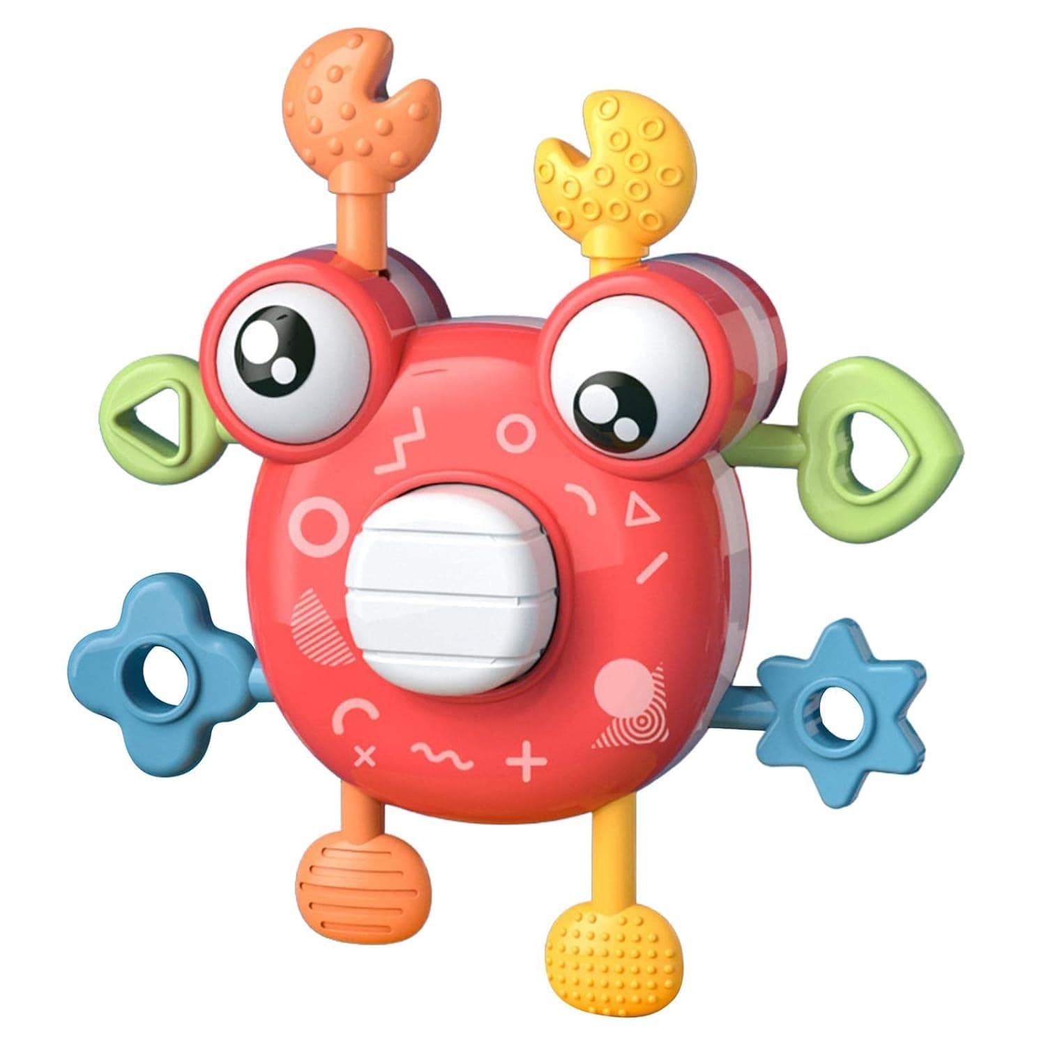 Baby Bath Toys 6 to 12 Months | Hand Finger Press Push Pull Toys - STEM Montessori Educational Preschool Learning Toys, Baby Rattle Toys for Newborn Baby (Color : Red)