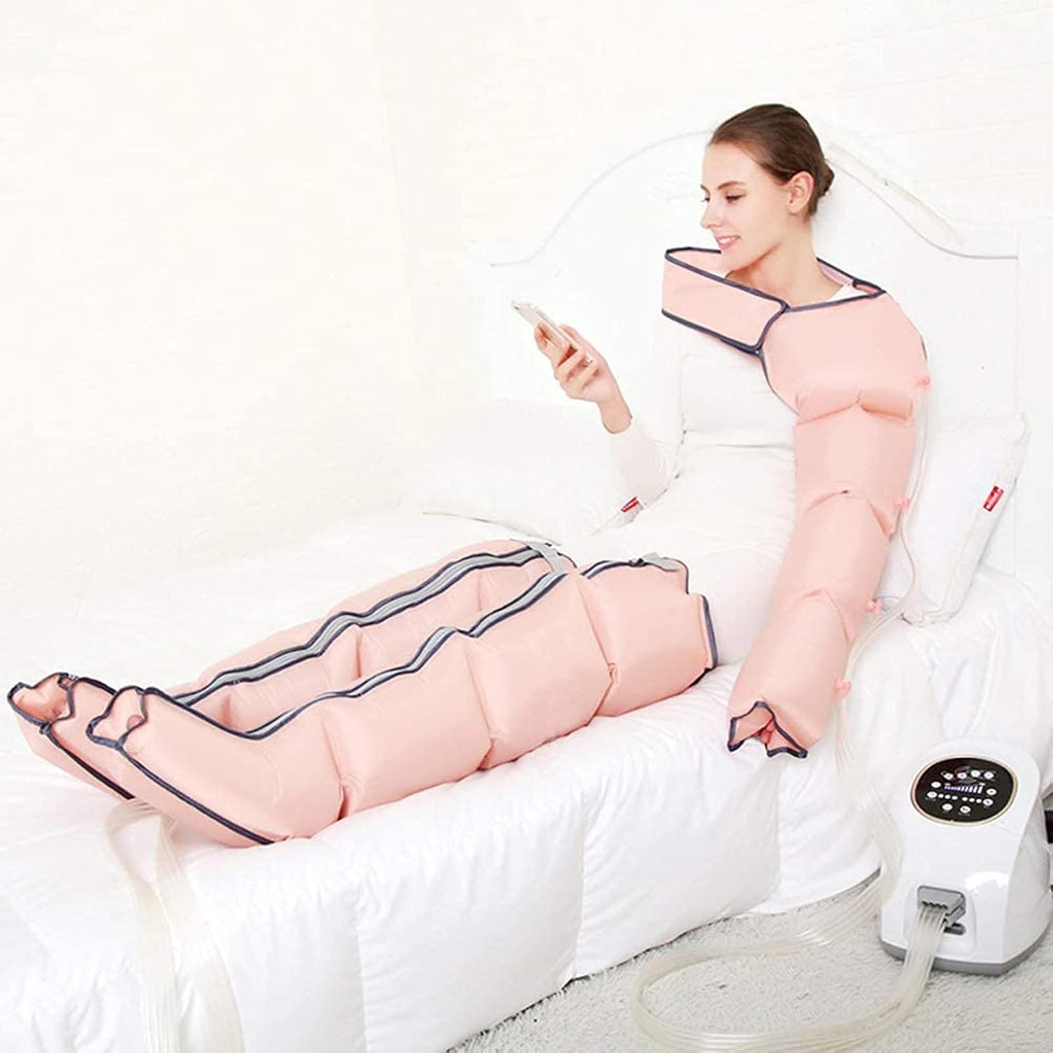 Leg Pressure Massage for Circulation and Relaxation Of Muscles,Leg Arms, Waist Air Compression Massager with 3 Modes Massage for Home, Office and Travel (Color : Green, Size : 2legs+1arms)