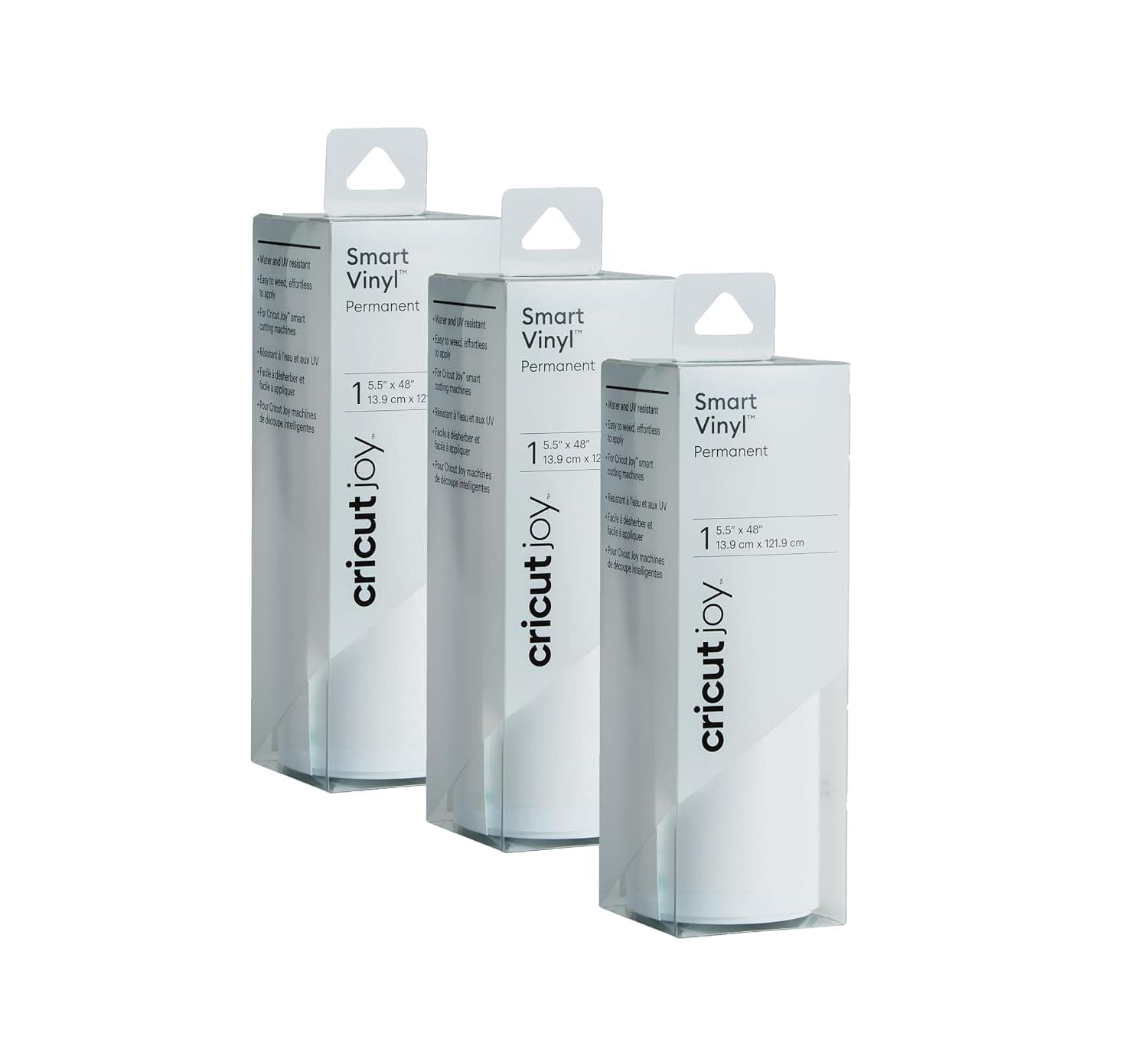 Cricut Joy Smart Permanent Glossy Vinyl, White | 3-Pack of 4ft Rolls (5.5" x 48") - Matless Cutting for Extra Long cuts (4ft Shapes, 20ft Repeated cuts) - Compatible with Cricut Joy