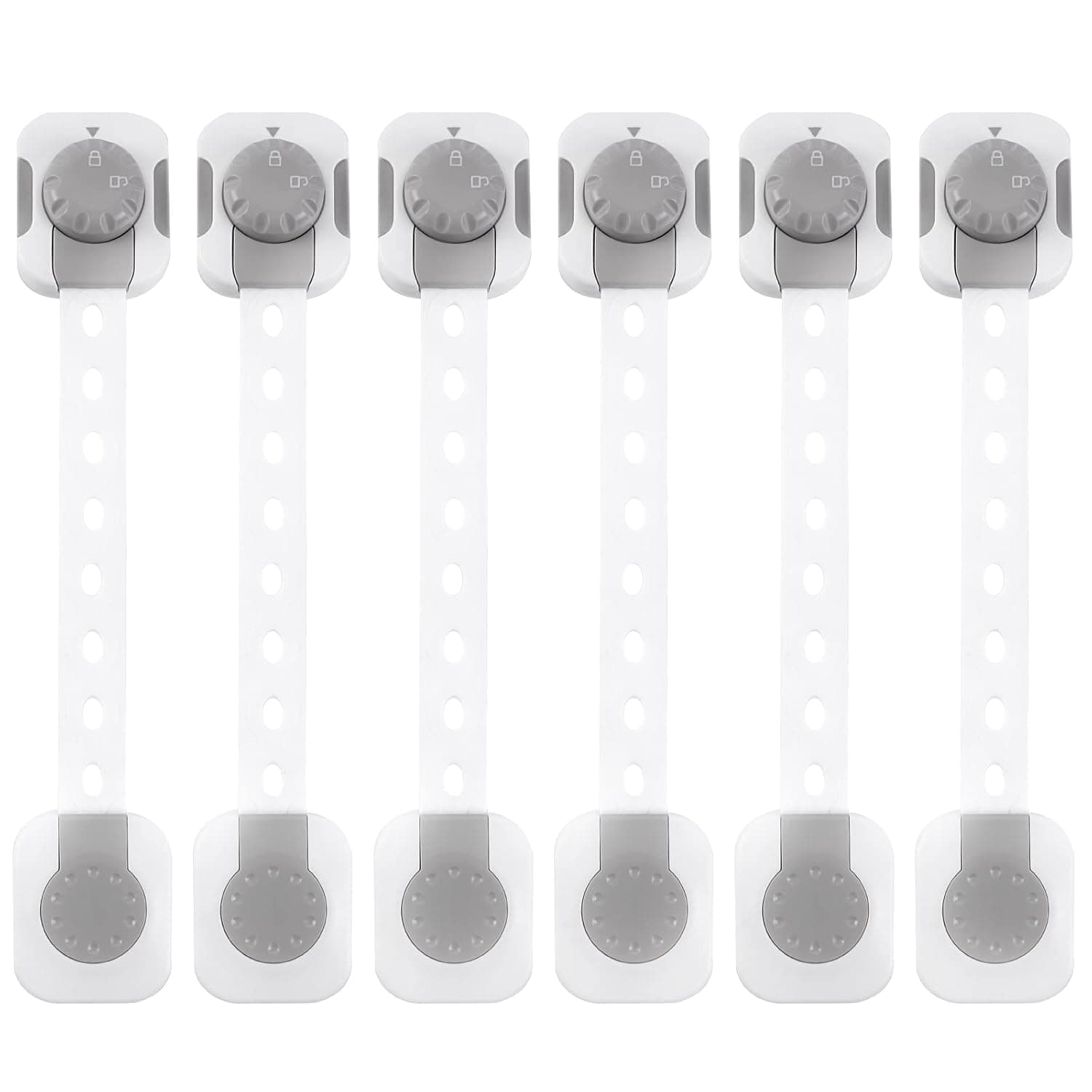 SKY-TOUCH Child Safety Strap Locks, Baby Safety Locks, Multi-Functional Adjustable Double Button Baby Anti-Clip Latch System for Drawers, Fridge, Closet Doors Etc, Easy Installation (Pack Of 6)