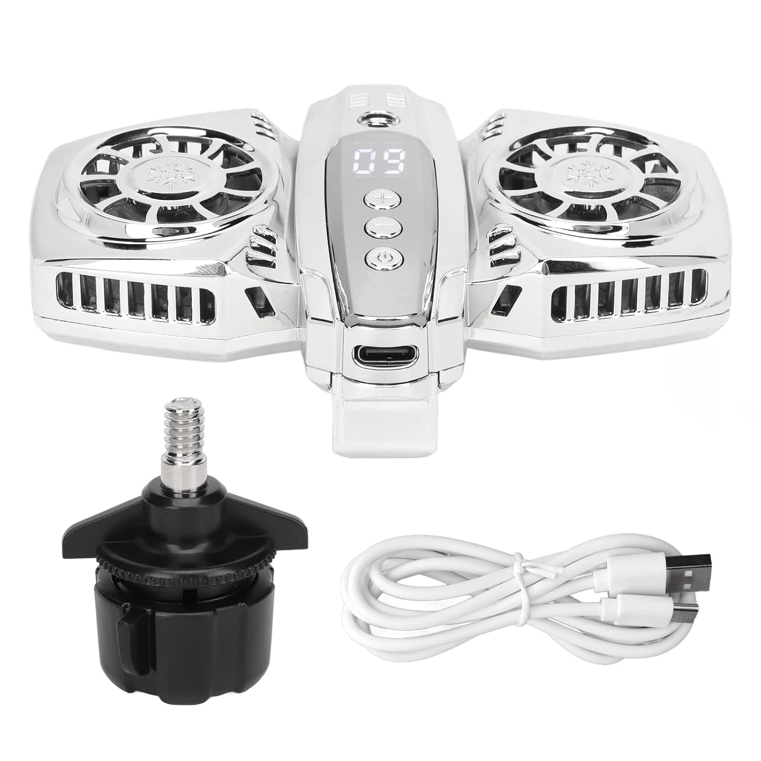 Phone Cooler Dual Cooling Chip for Live Streaming - Fast Cooling Mobile Phone Radiator for Gamers and Vloggers, ABS and Aluminum Alloy (Silver)