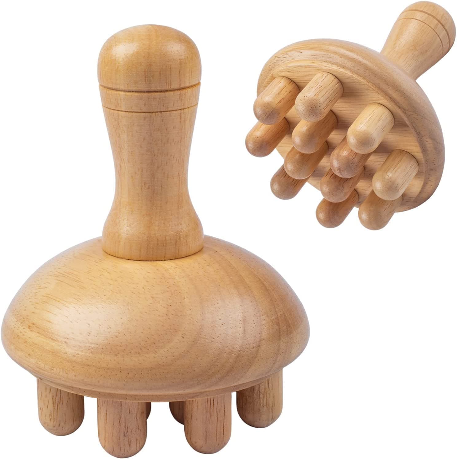Wooden Mushroom Shape Massager | Manual Wood Therapy Massage Tool, Anti Cellulite, Maderoterapia, Lymphatic Drainage, Relief Muscle Tension, for Full Body Use