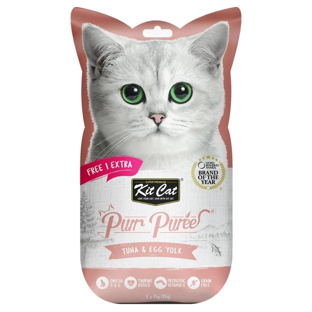 Kit Cat Puree Lickable Treat Tuna & Egg Yolk - 5 × 15g