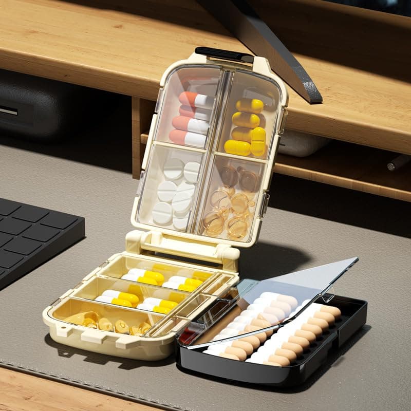 1 Pack Travel Pill Organizer - 8 Grids Pill Case, Compact and Portable Pill Box, Perfect for On-The-Go Storage, Pill Holder for Fish Oil Vitamin Supplement Storage
