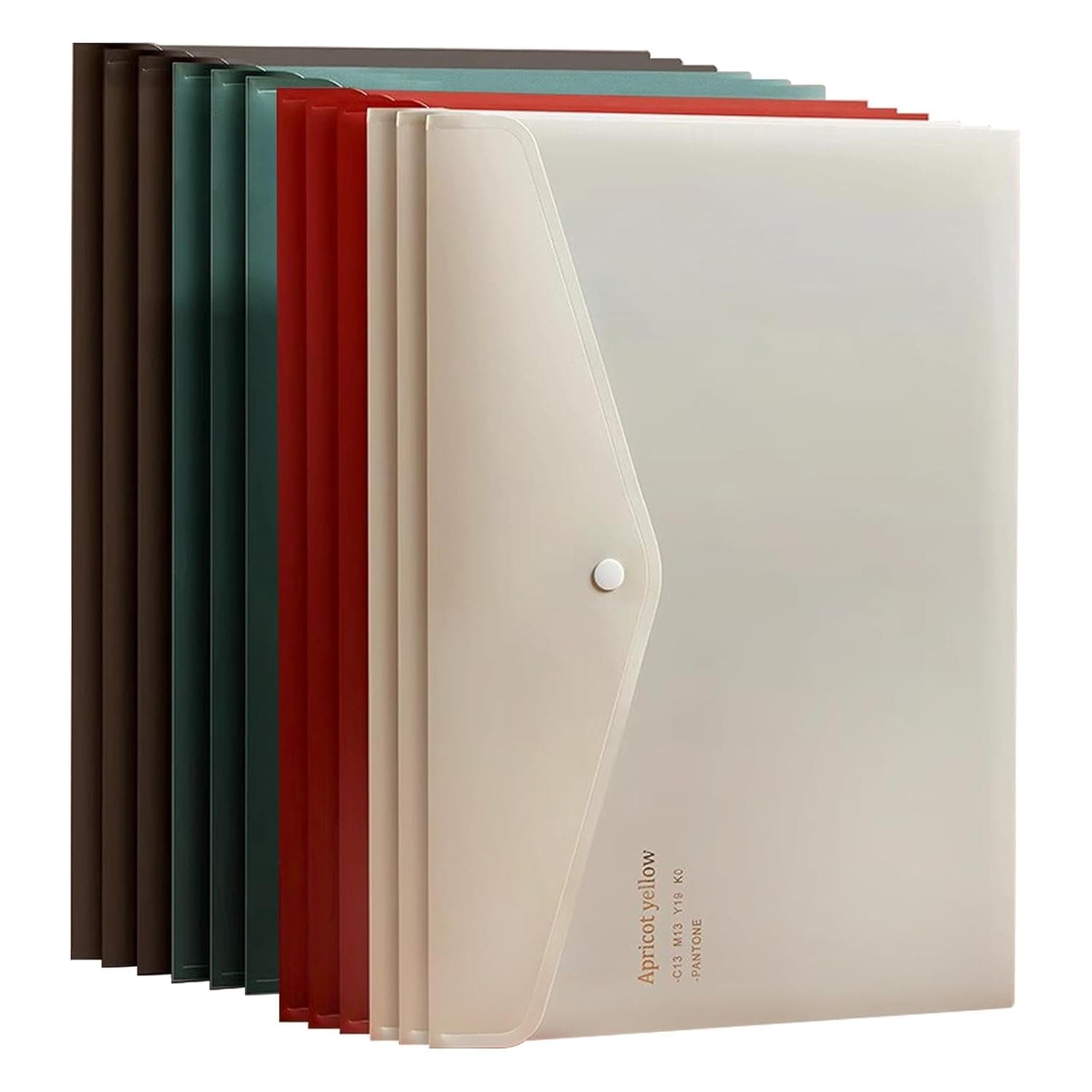 Plastic File Folders, 12 PCS A4 Plastic Envelopes with Snap Closure, Folders for Document, Reusable File Bags, Document Holder, for Office School Supplies