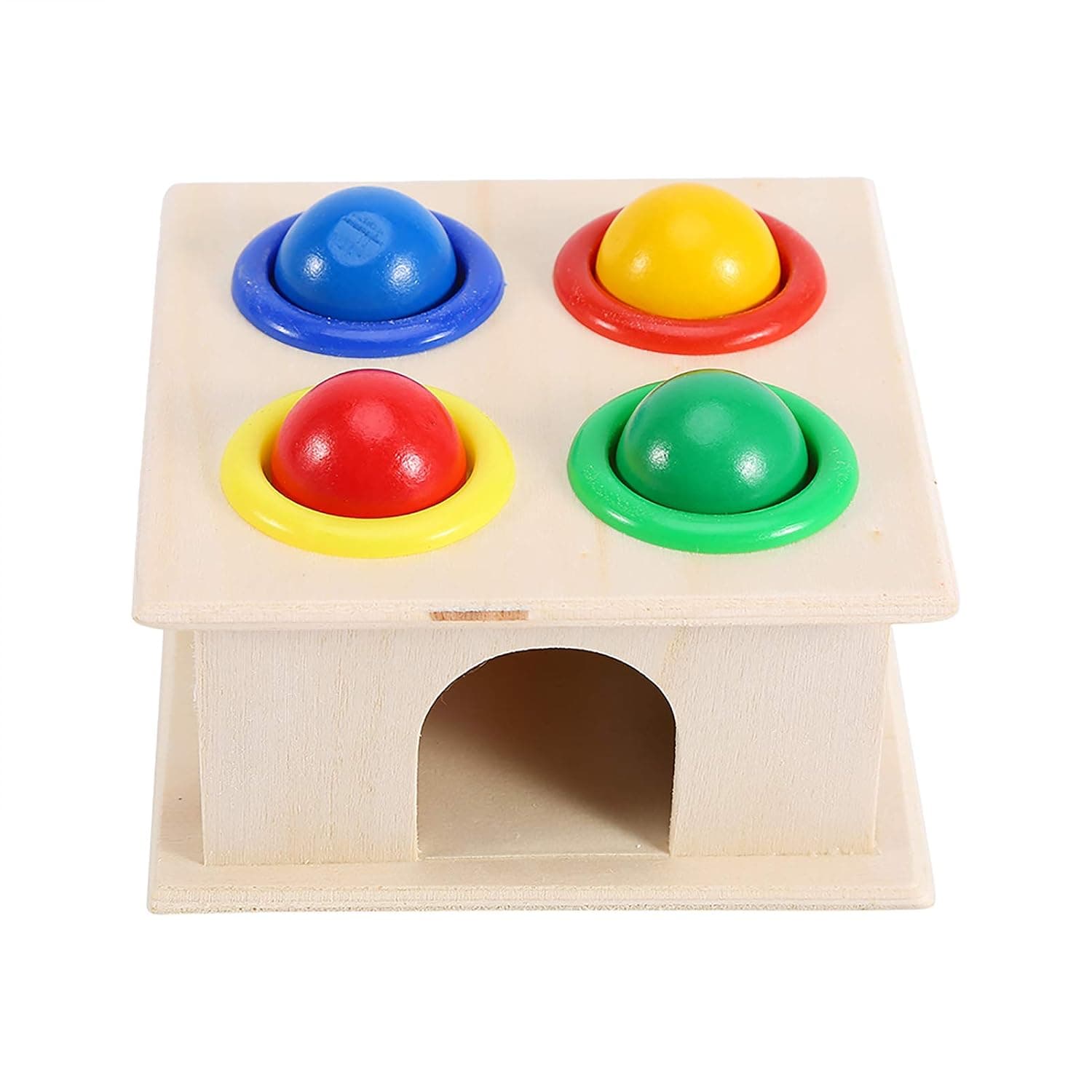 Wooden Colorful Ball Hammer Box for Kids Educational Toy Improving Hand-eye Coordination and Relationship, for Children 3+, Wood Material