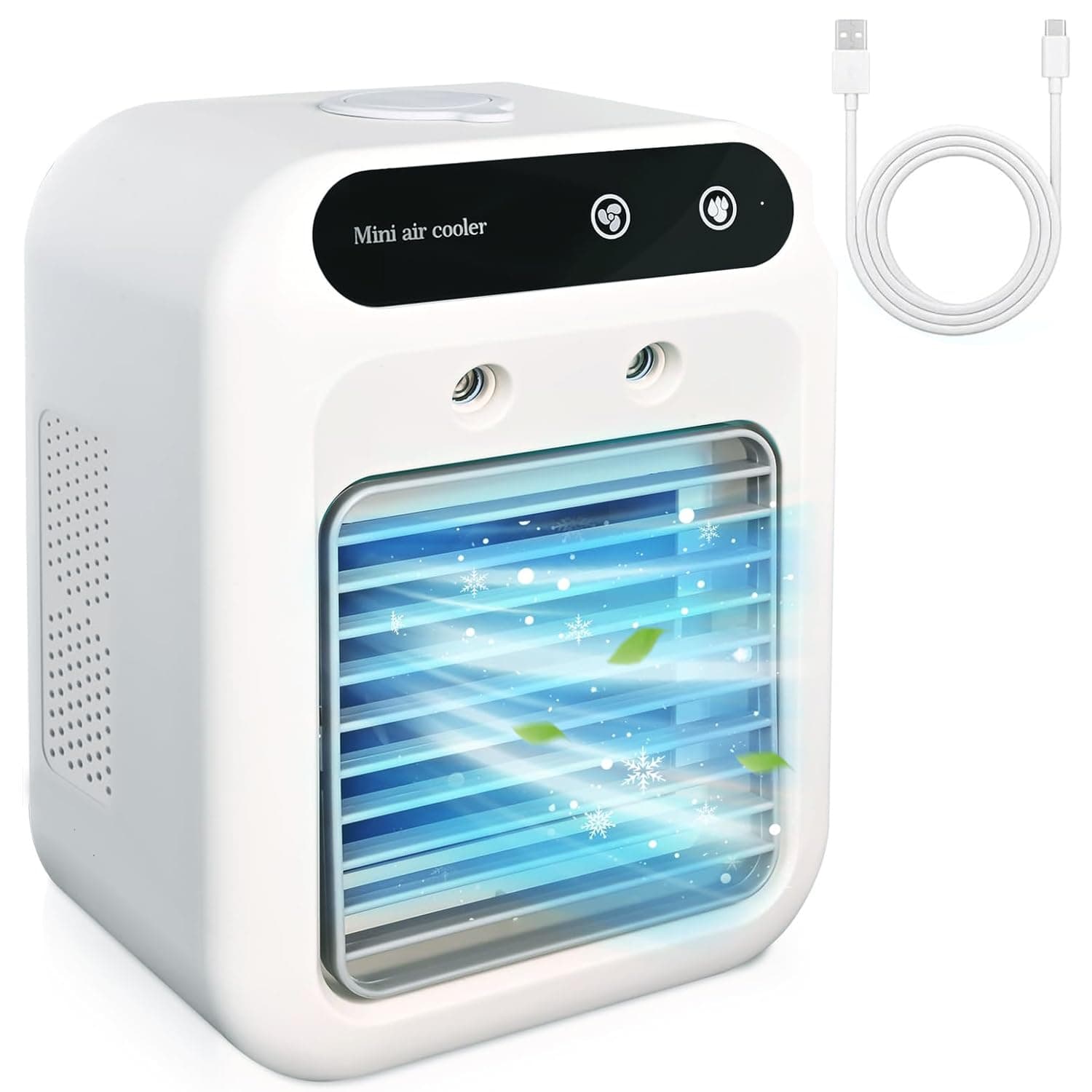 مكيفات هواء محمولة وينسويا، مروحة تبريد مكتبية، مكيف هواء صغير قابل لإعادة الشحن 25 واط، سرعتان، هادئ للغاية، مكيف هواء تبخيري صغير محمول للتبريد للاستخدام في غرفة النوم والمكتب