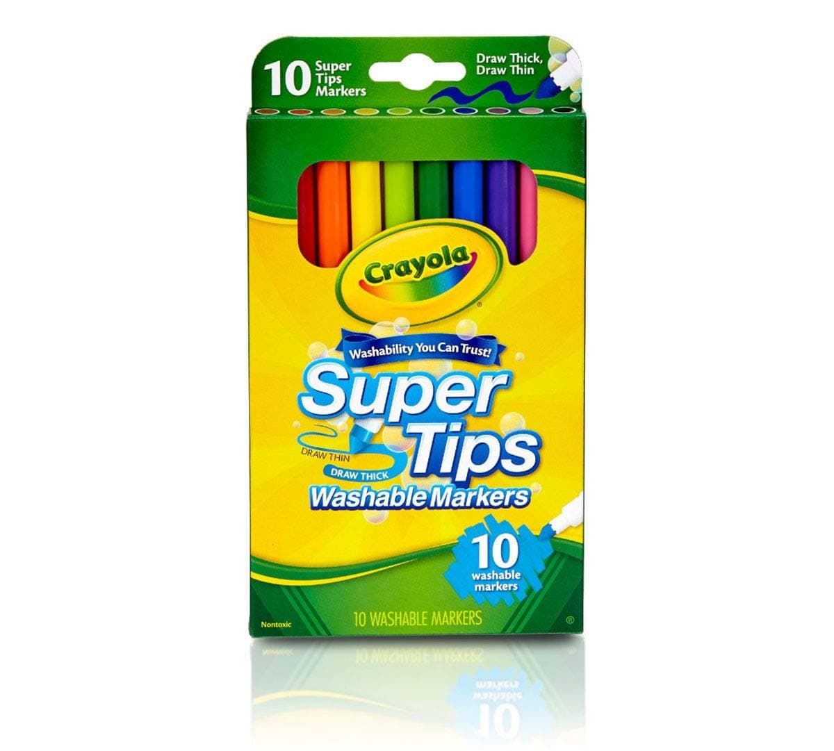 Crayola, 588610, Washable Super Tips Markers, Broad/Fine Bullet Tip, Assorted Colors, 10/Set, Sold As 3 Sets
