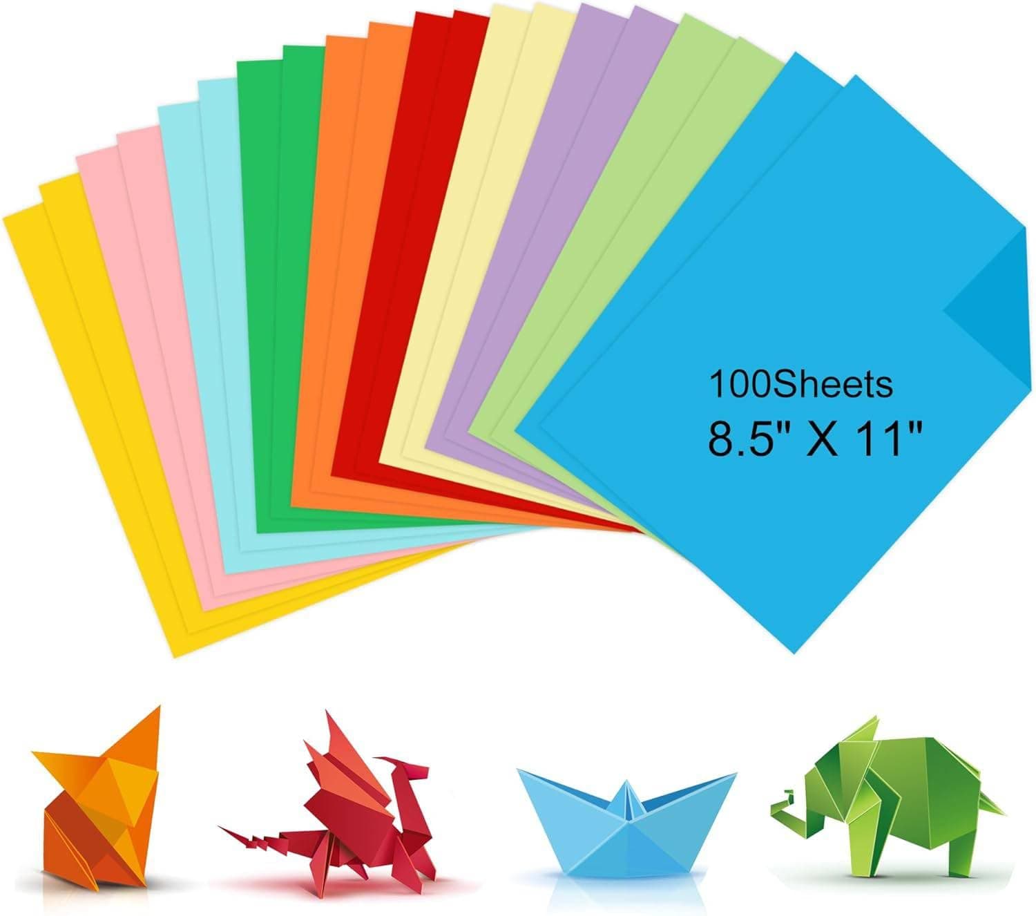 MOMENT 100 Sheets Colored Cardstock Craft Paper, A4 80gsm Color Paper sheets for Decorating Drawing Origami DIY Arts and Crafts - 10 Assorted Colors,[ 29.7cm x 21cm ]