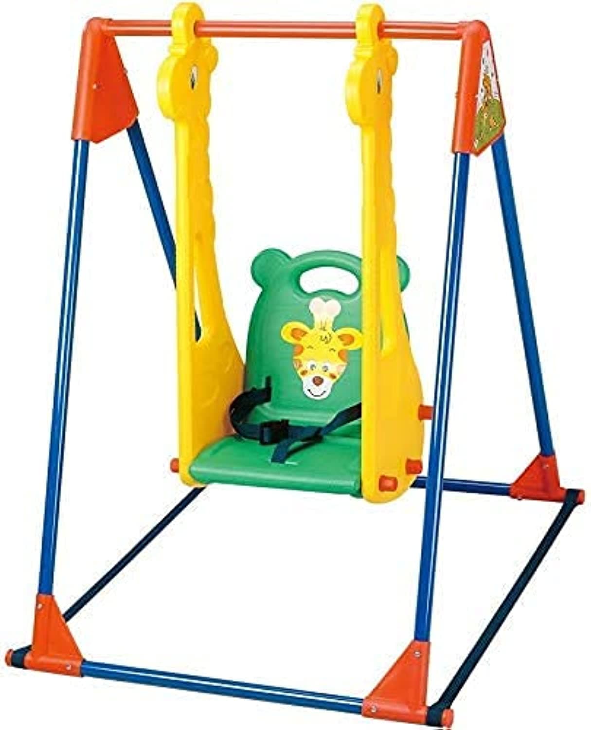 Funz Kids Swing Set - Indoor Outdoor Safety Seat for Toddlers, Infants, and Babies - Backyard Swingset S-802T, Multi Color
