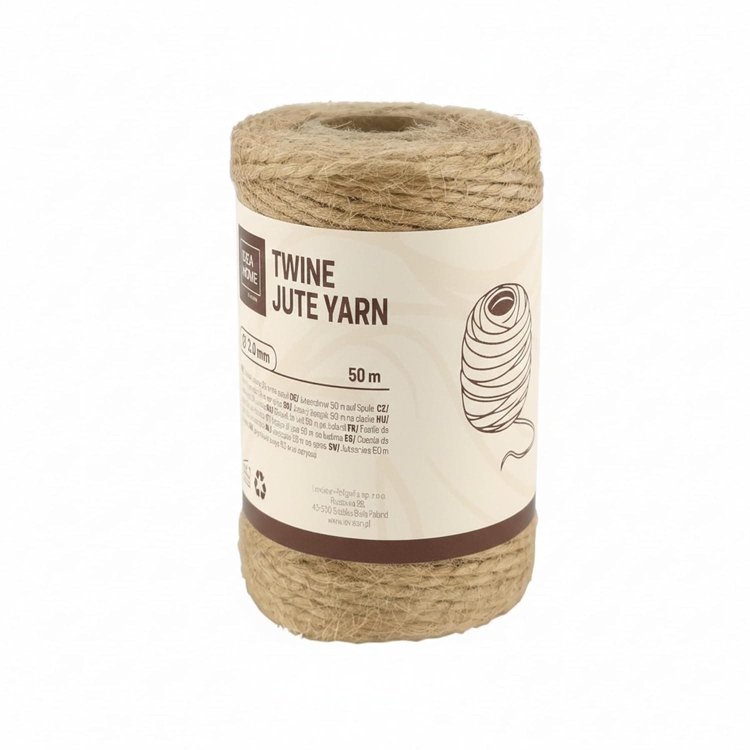 IDEA Home Natural Jute Twine, 50 m x 2.0 mm Craft Cord & Decorative Cord, Natural Jute Yarn for Garden, Gift Wrapping, Office & DIY Projects