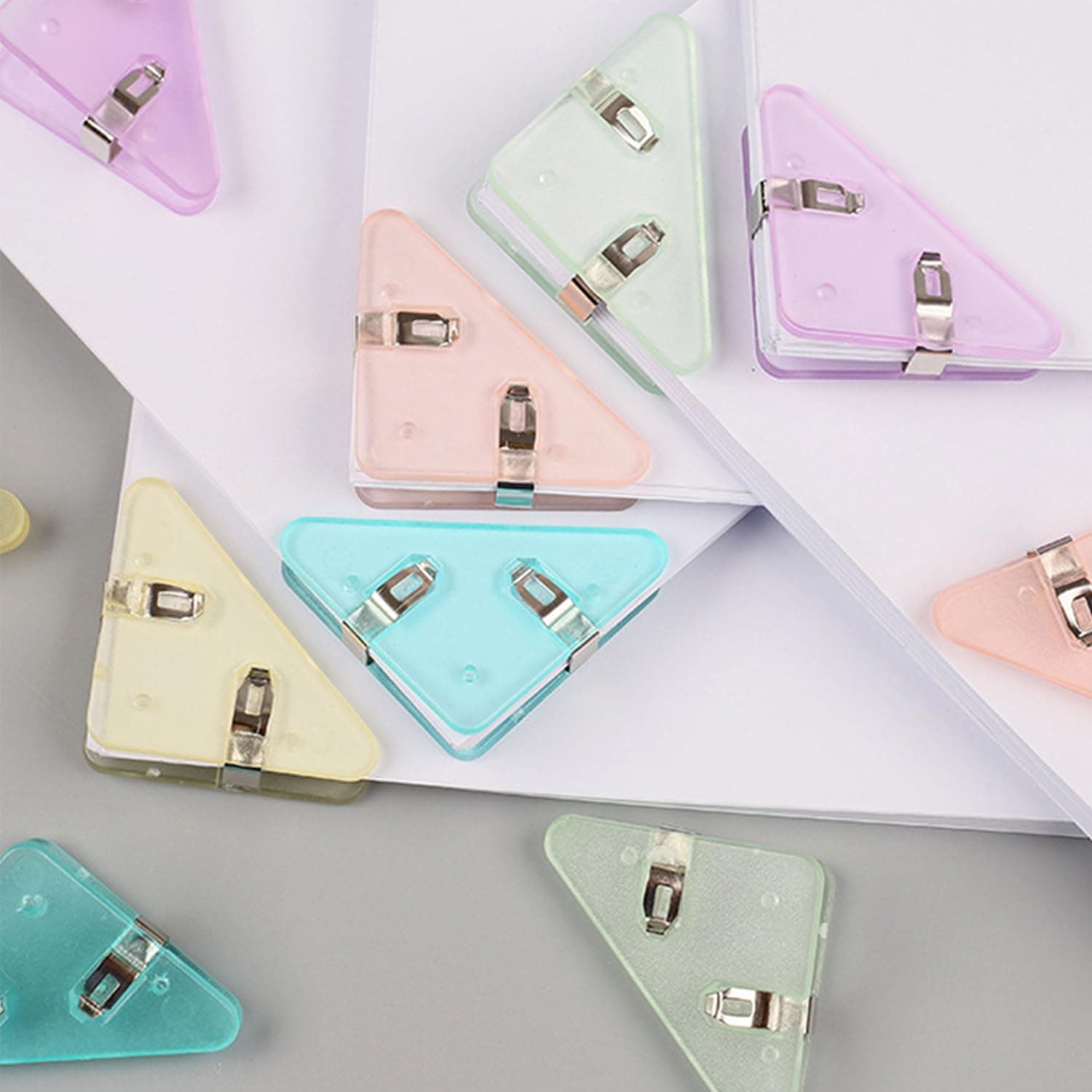 12 Pcs Corner Paper Clips, Triangular File Clip, Reading Page Markers for Office Staff Student Teacher, Prevent Book Curling