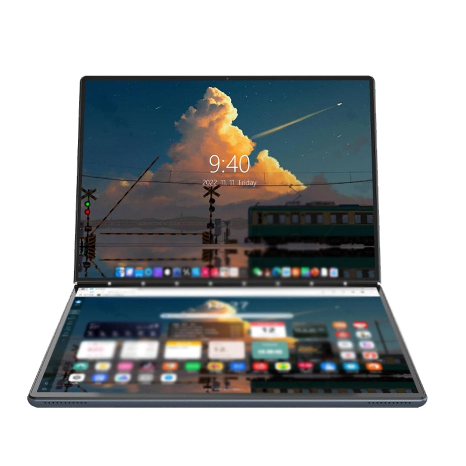 13.5″ Dual Screen Laptop 180° Folding Dual Touch Dual Touch 16GB RAM 9000 Mah 2.5K HD Ultra Thin Laptop,16GB+512GBSSD