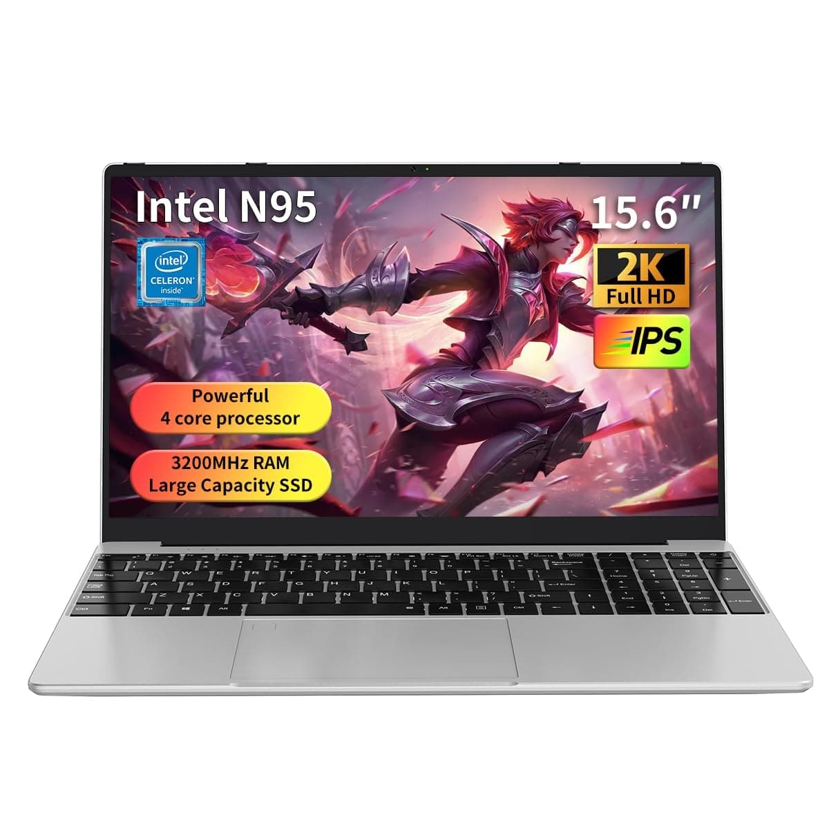 Gaming Laptop 15.6" FHD,Intel N95 Turbo Boost 3.4GHz,16GB DDR4 + 512GB SSD,RGB Backlit Keyboard & Fingerprint Unlock,Windows 11 Pro Laptop Computer for Immersive Performance