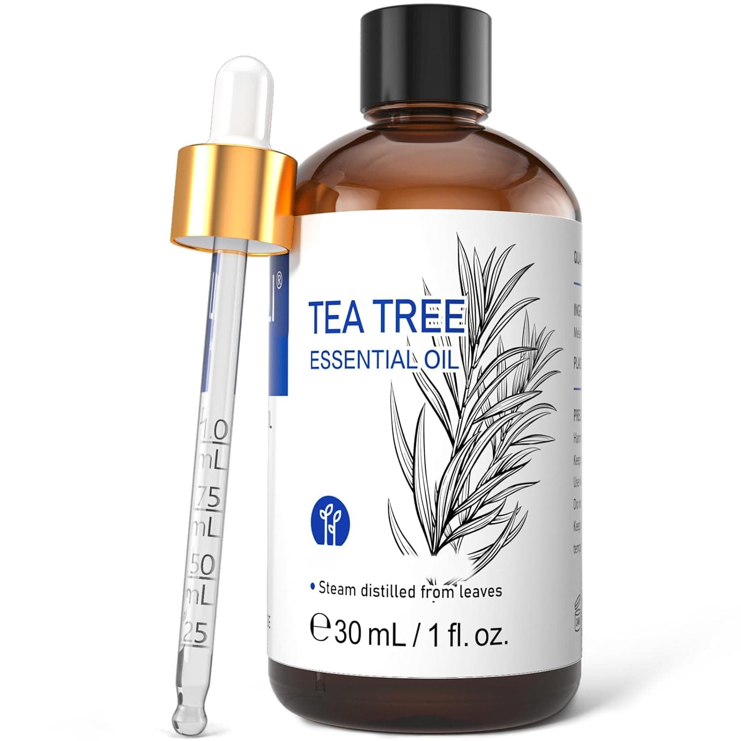 HIQILI Tea Tree Essential Oil for Nail Fungus, Hair, Skin 30ml (1 fl oz) | Soothes Toenail, Cuticle & Feet, Cleanses Face for a Fresh, Mix with Face Wash or Carrier Oil - 30ml/1.01 fl oz