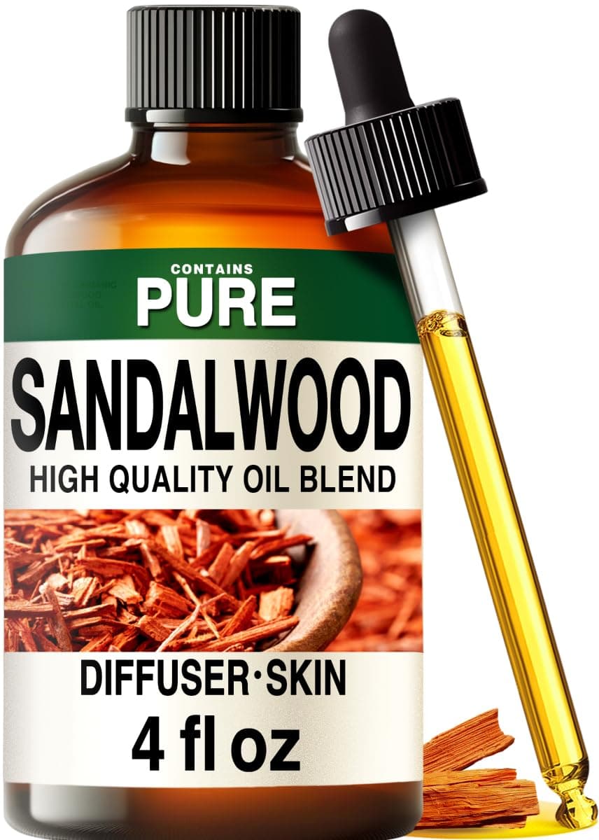 Kukka Sandalwood Essential Oils for Diffuser and Skin - 118ml 100% Pure Natural Sandalwood Oil - Sandalwood Essential Oil for Skin, Hair, Massage and Perfume - Soap Making and DIY