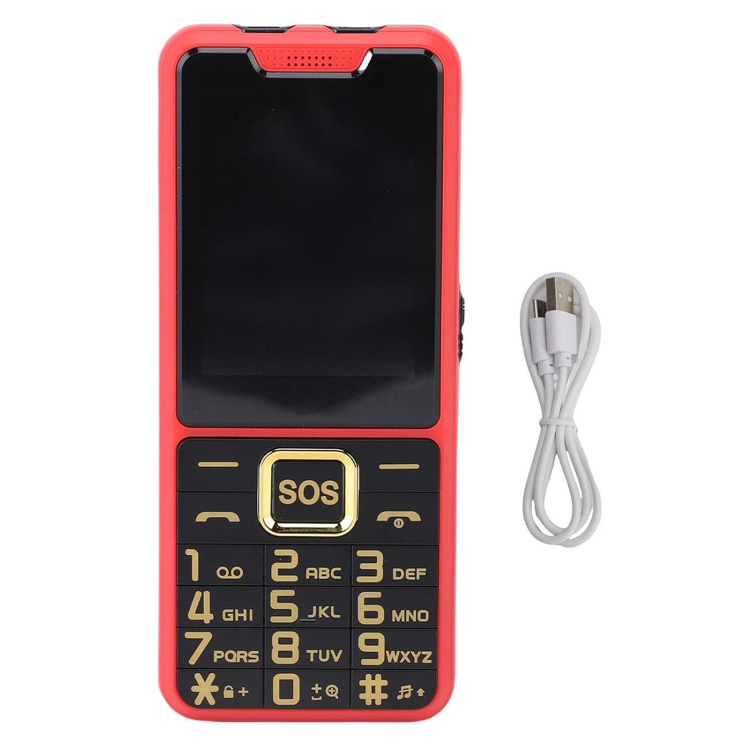 Seniors Cell Phone, 2.6in Screen Large Buttons Basic Simple Mobile Phone with Dual SIM Slots, SOS, Flashlight, Calculator, FM Radio, for Seniors, Elderly, Parents (Red)