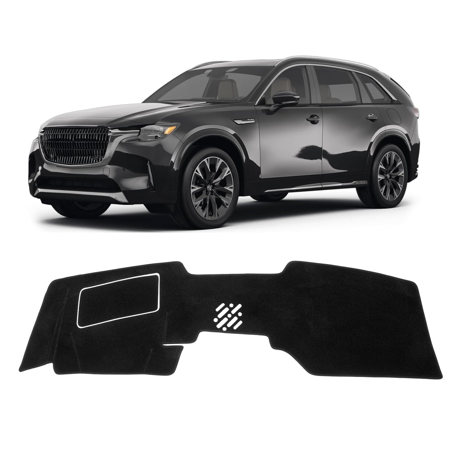 KUST Black Dash Cover for Mazda CX-90/CX90 2024 2025 2026 (with HUD) Polyester Dashboard Cover Non-Slip Interior Accessories for Mazda CX-90/CX90 Custom Fit Dash Mat Sunshade Windshield No Glare
