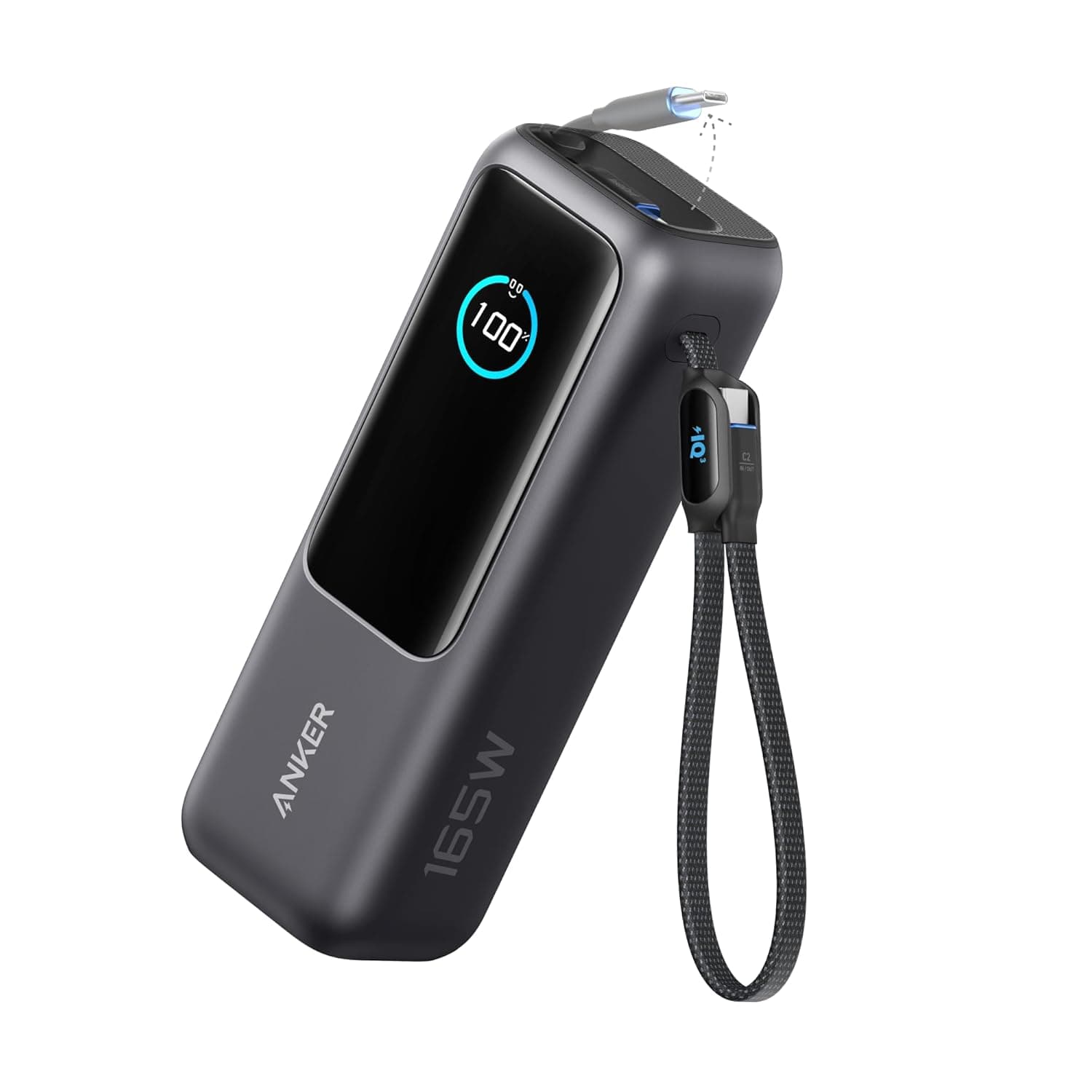 Anker Power Bank, 25,000mAh 165W Ultra-Fast Portable Charger for Dual Laptops, Fast Charging Battery Pack with Built-In and Retractable Cables, For iPhone 17/16/15, Samsung S25/S24, Huawei, Honor