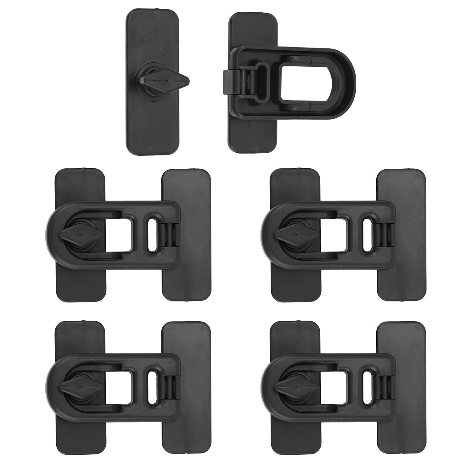 5pcs Child Safety Cabinet Locks with Adhesive Backing, Baby Proof Fridge Locks for Cabinet RV Refrigerator Freezer Oven Doors Kids Safety Protection No Drill Easy Installation (Black)