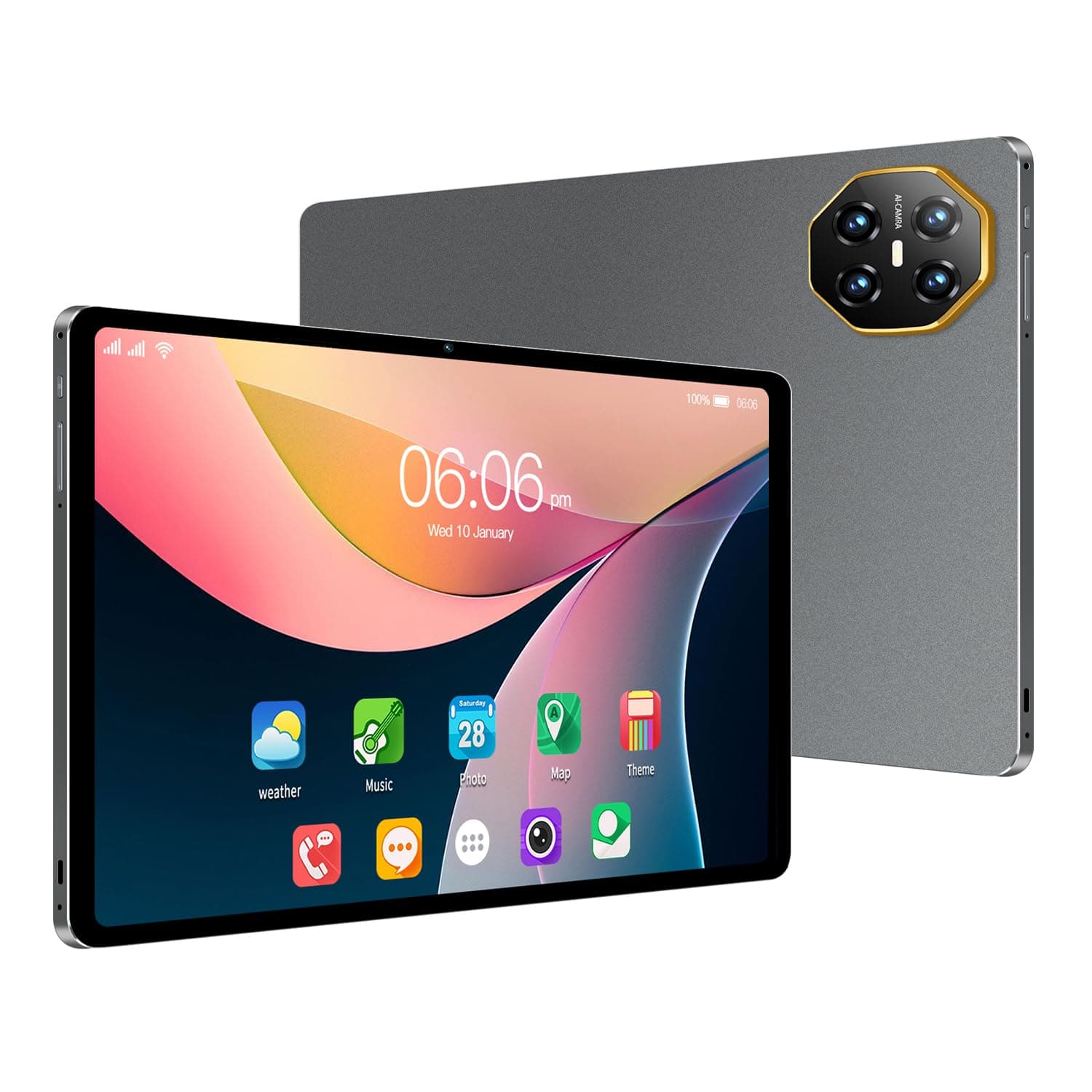 Android Tablet, 10.1 inch Phone Call Tablets PC with Dual Sim Card，6GB RAM 128GB ROM Storage，1280x800 IPS HD Touchscreen,4000mAh Battery, Bluetooth, Dual Camera, GMS, WiFi (Gray)