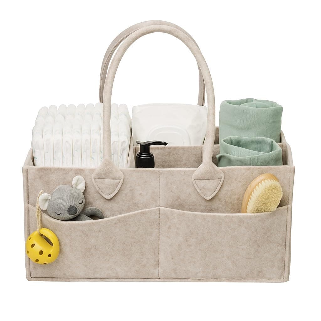 PUTSKA Baby Diaper Caddy Organizer - Nursery Storage Basket for Diaper Station, Baby Basket Shower Gift List and Registry Must-Have, Newborn Essentials, Nursery Decor for Boy or Girl-Mocha,Extra Large