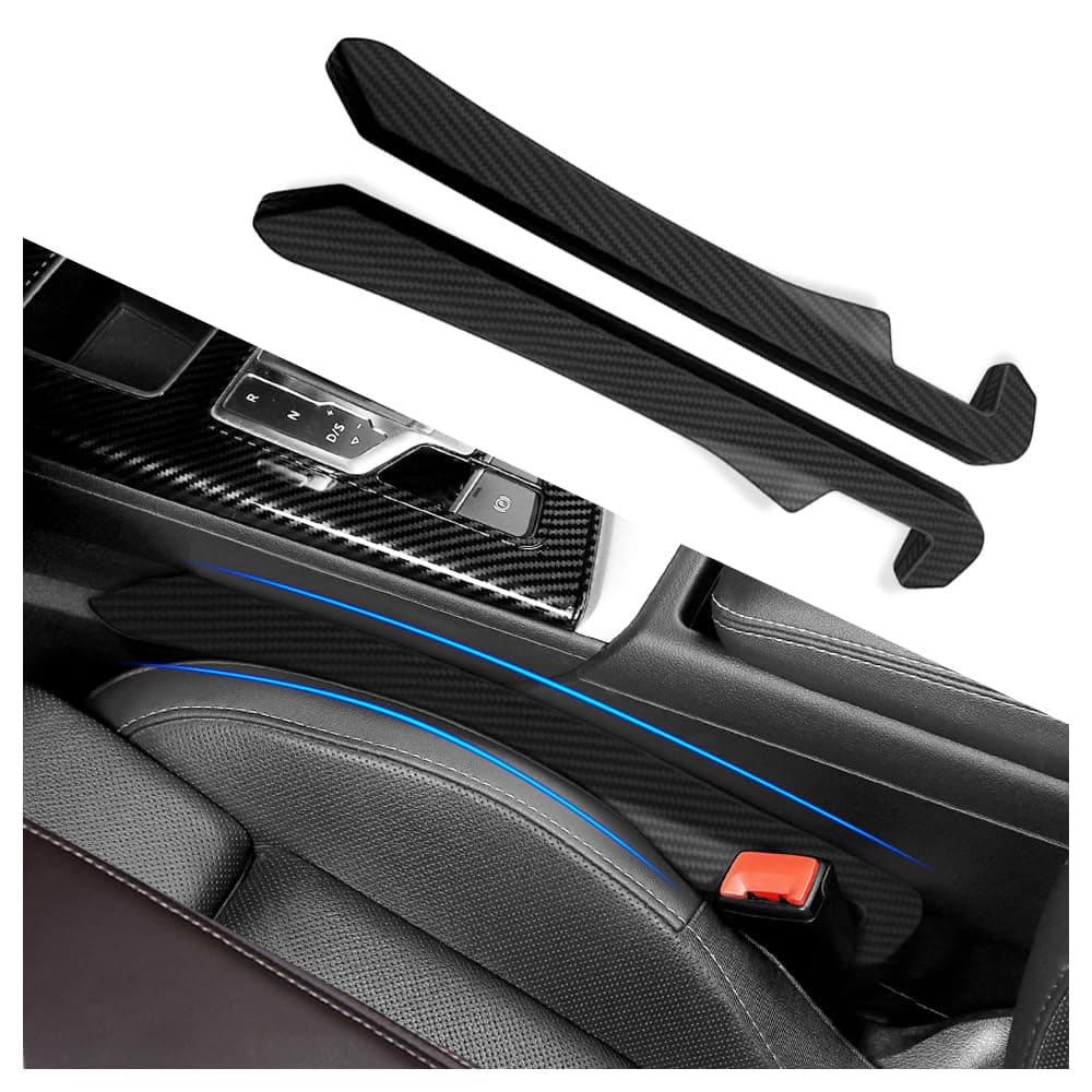 IHOTDER 2PCS Car Seat Gap Filler,Super Flexible Car Side Seat Gap Filler CCar interior Accessories,Universal Car Organizer Between Seats for Tightly Filling Seat Gaps(Carbon Fiber/2PCS)…
