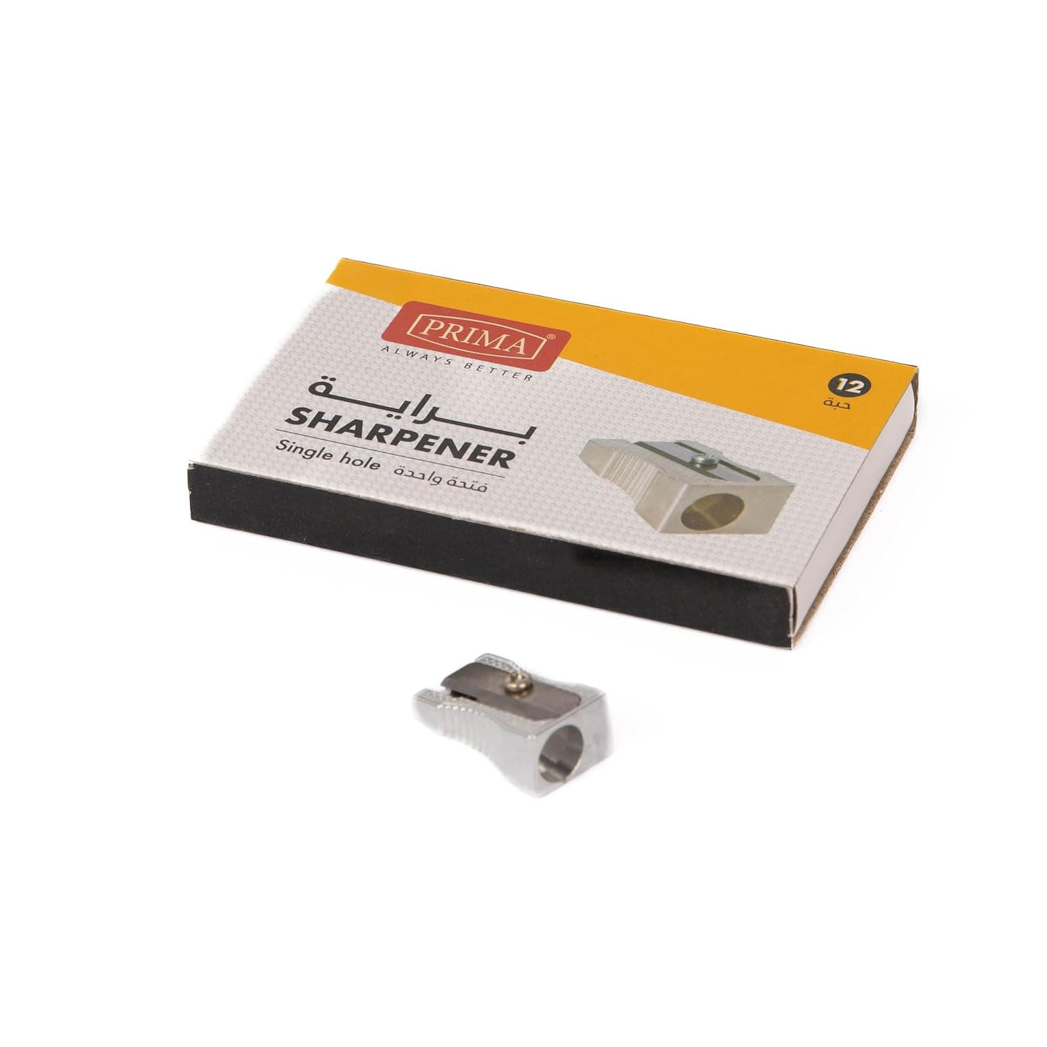 1-Hole Metal Sharpener - Pack of 12, Precision Sharpening, Ideal for School or Office Use