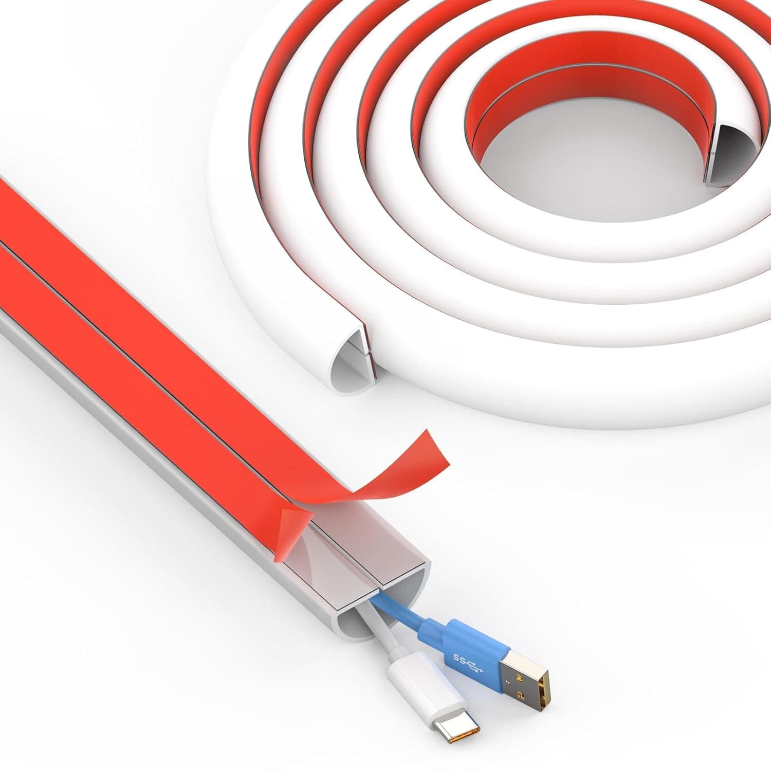 Azonee Wall Cord Hider Self-Adhesive Wire Cover Raceway Cable Management Kit for Walls Flexible PVC Cable Concealer Cord Cover Floor Cable Protector for Home Office Floor Wall 3M