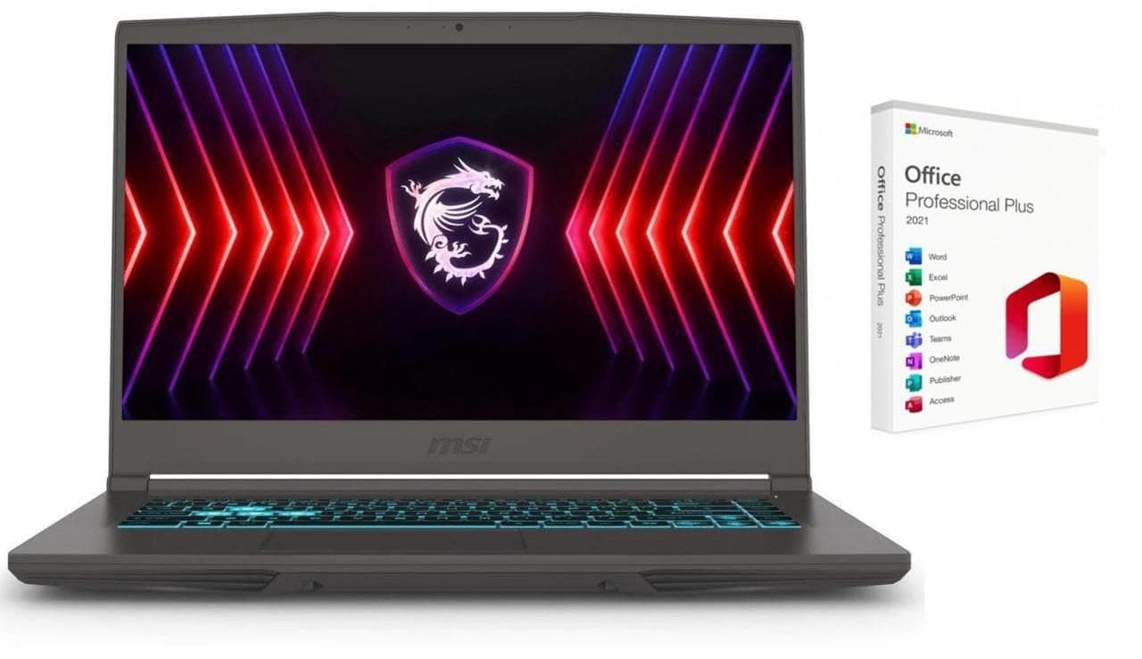 MSI Thin 15.6 inch FHD 144Hz Gaming Laptop | Intel Core i5-13420H(Beat i7-12650H)| NVIDIA GeForce RTX 4060 | Backlit |Grey | 16GB RAM | 512GB SSD |Windows 11 Home |Bundle with Microsoft Office 2021