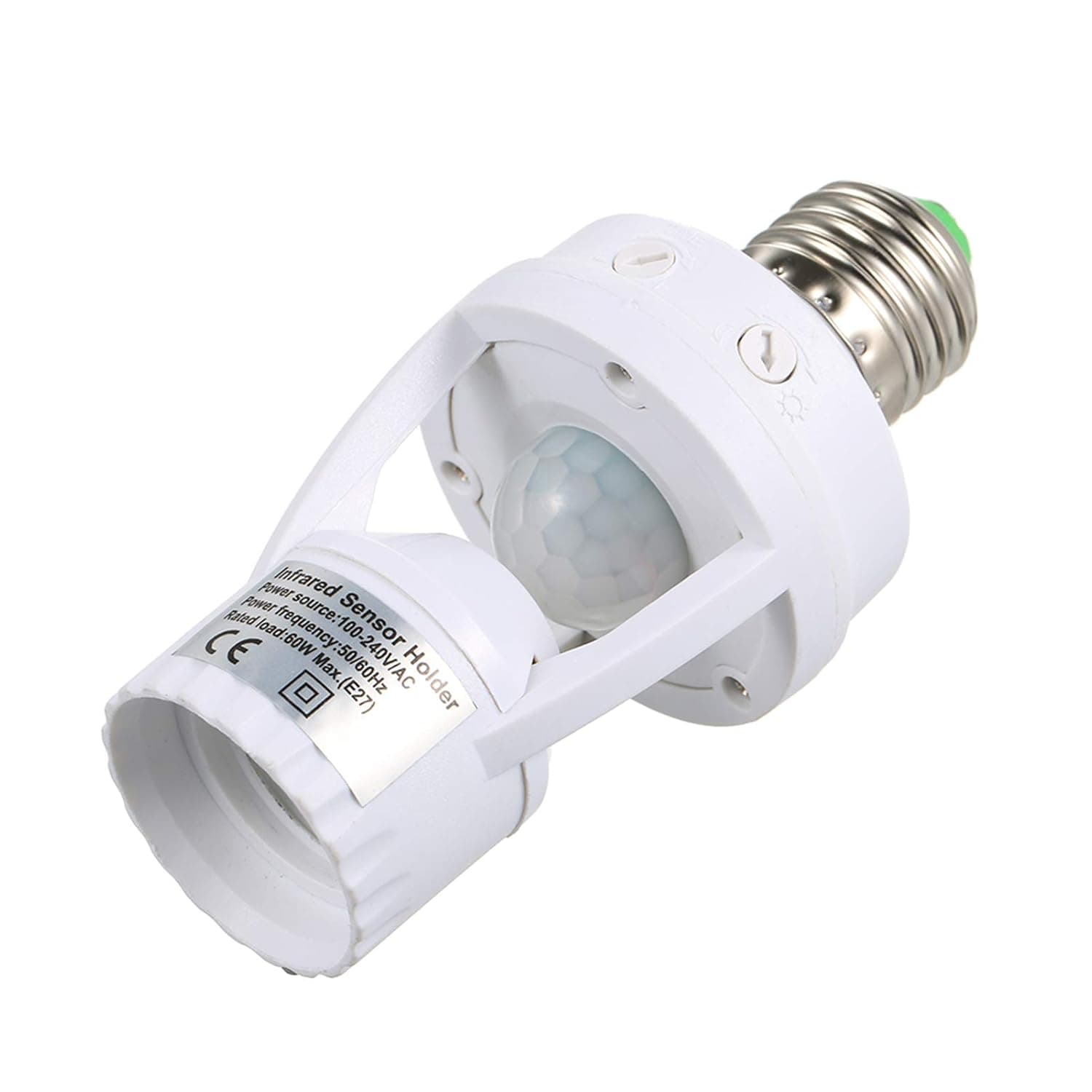 Fawoonu Sensitive PIR Motion Sensor E27 LED Bulb Base Socket Infrafed Automatic Light Lamp Holder for Walk-in Closet Laundry Room Garage Bathroom Aisle Stair