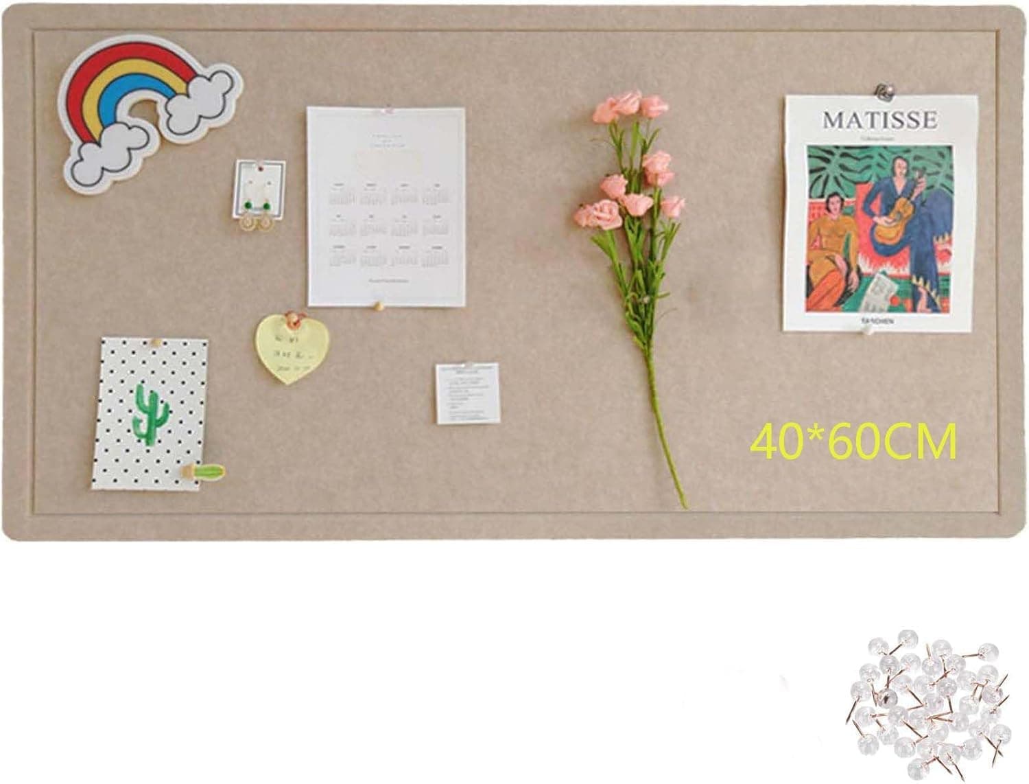 Foldable Large Felt Bulletin Board, Folding Cork Board Alternative, for Schedules-Decorative Picture Framed Display Board for School, Office Walls-Camel color (15.7 * 23.6IN)