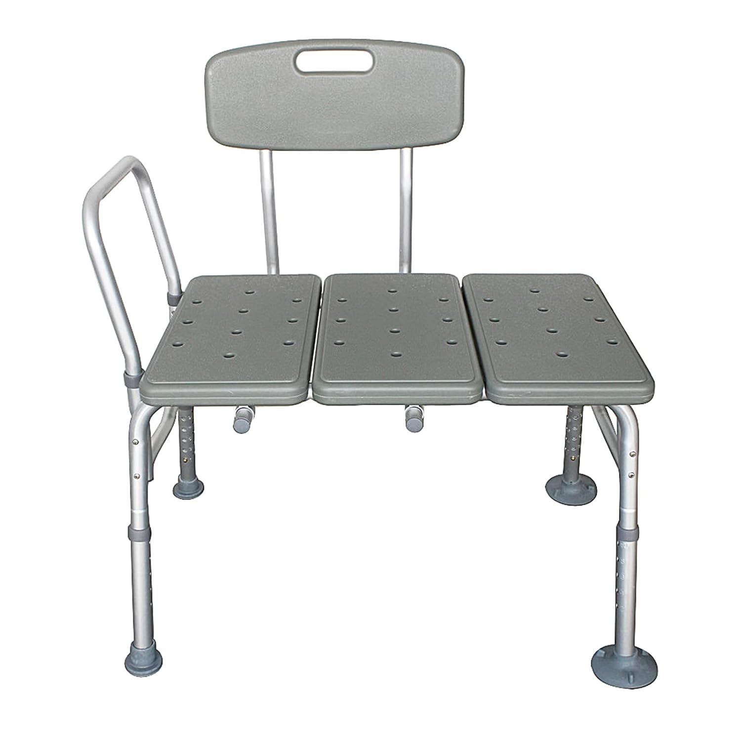gt2-LC Medical Bathroom Safety Shower Tub Aluminium Alloy Bath Chair Transfer Bench with Back & Handle Gray