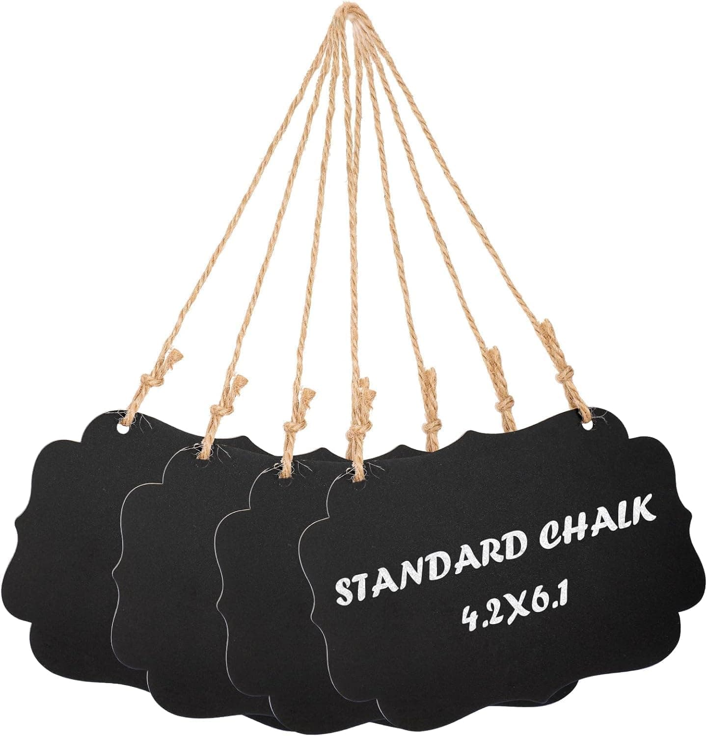 Tazweeq 6 Pack Wooden Double-Sided Painting Chalkboard Signs, Erasable Message Board with Hanging String, Store Signs Chalkboard, Menu Chalkboards, Special Event Decorations, 10x15 cm