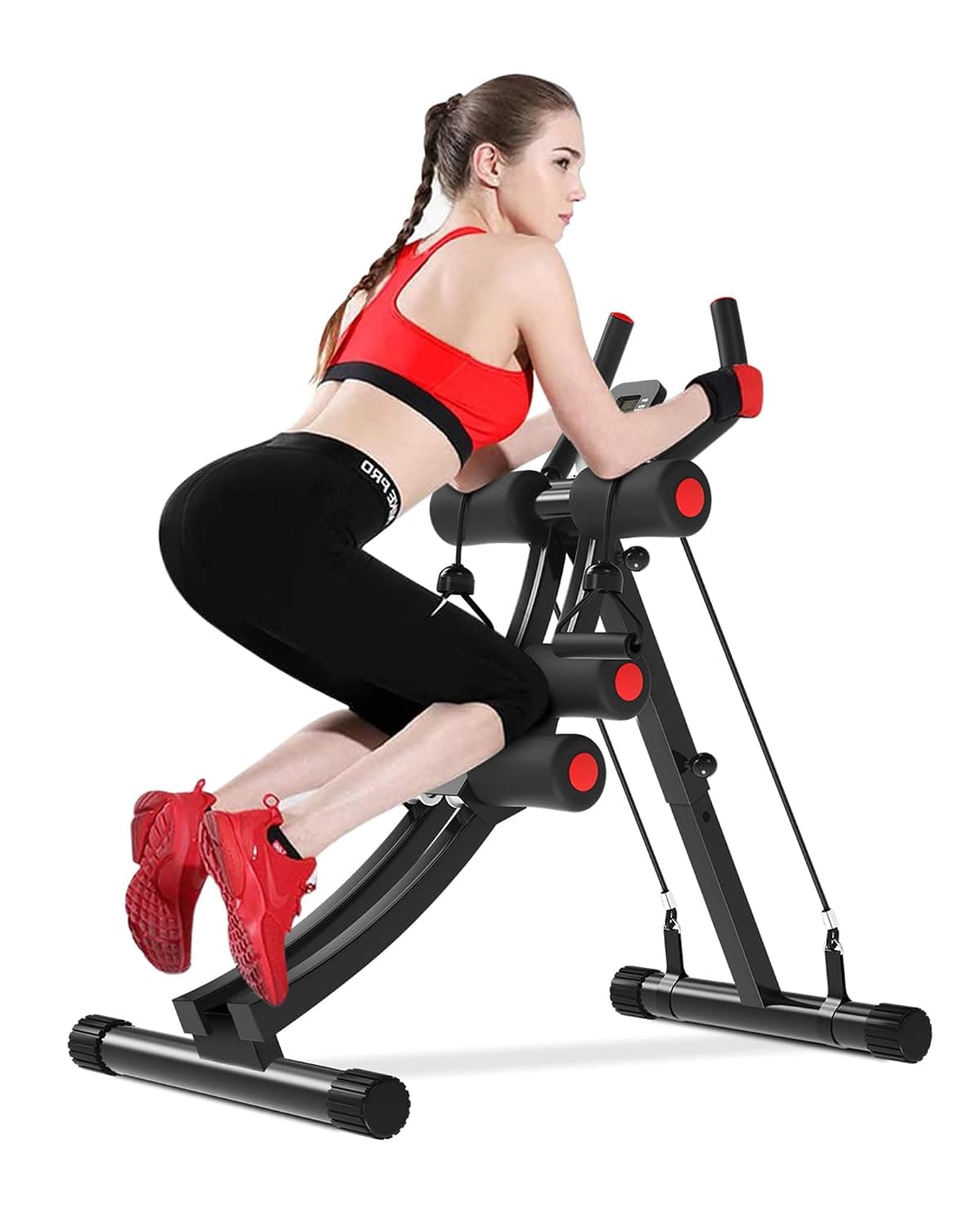 KESHWELL Ab Machine,Abs Workout Equipment for Home Gym,Whole Body Workout Waist Trainer for Women&Men,Adjustable Abdominal Cruncher,Foldable Core Abs Exercise Machine with Resistance Bands&LCD Display