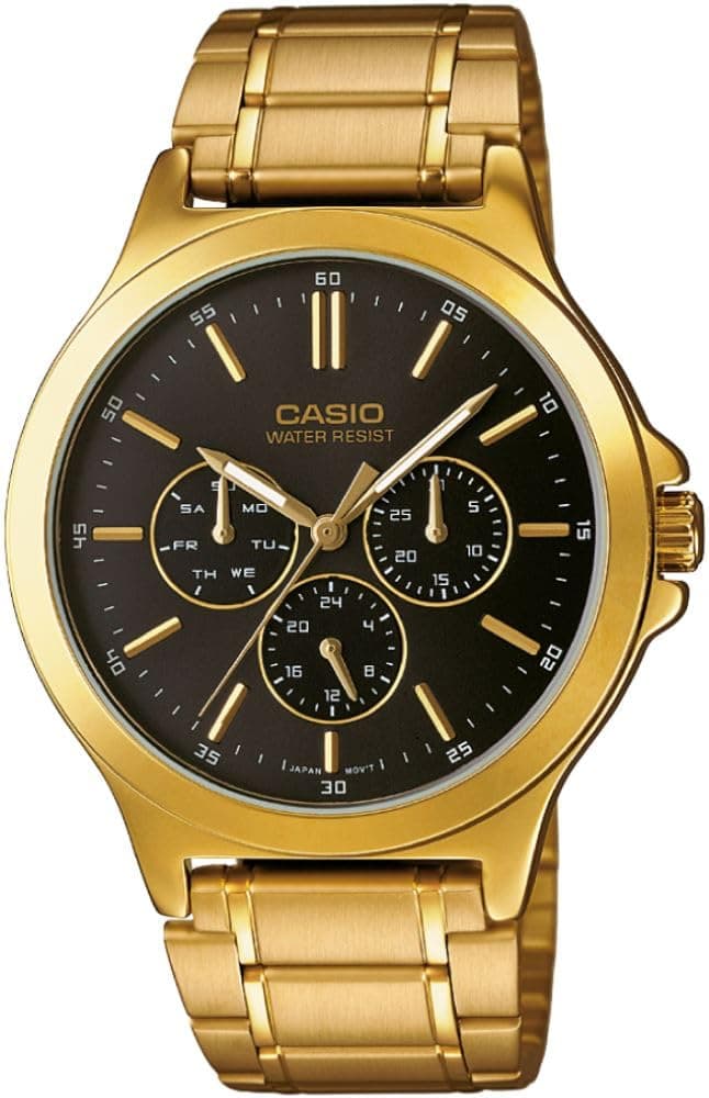 Casio Watch Men'sAnalog Multi Hands Black Dial Stainless Steel Band