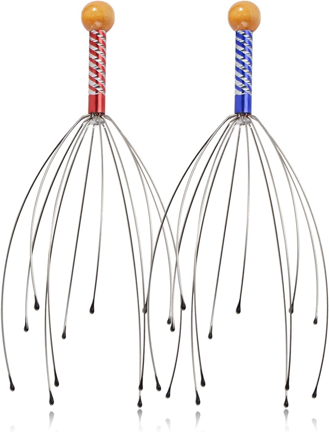 Scalp Massager, 2Pcs Head Massager, Handheld Head Massage Tingler, Scratcher for Deep Relaxation, Hair Stimulation and Stress Relief, Octopus Bowl Head Tickler 20 Fingers Massager. (2)