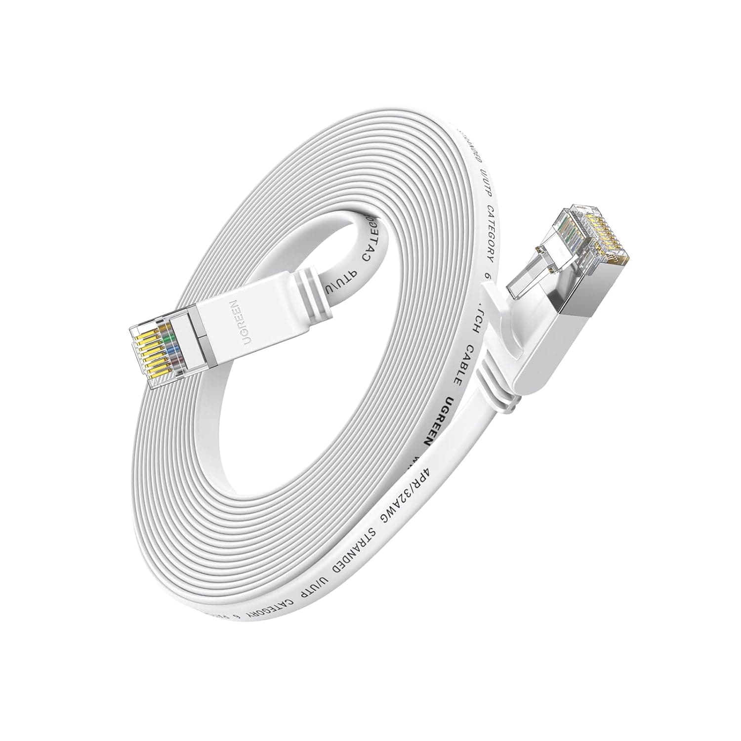 UGREEN Ethernet Cable 10M Cat6 1000Mbps Flat Lan Internet Network Cable High-Speed Shielded Cord RJ45 Compatible for Laptop, PC, PS5, PS4, TV, Modem, Router, Hub, Switch, Gaming Accessories