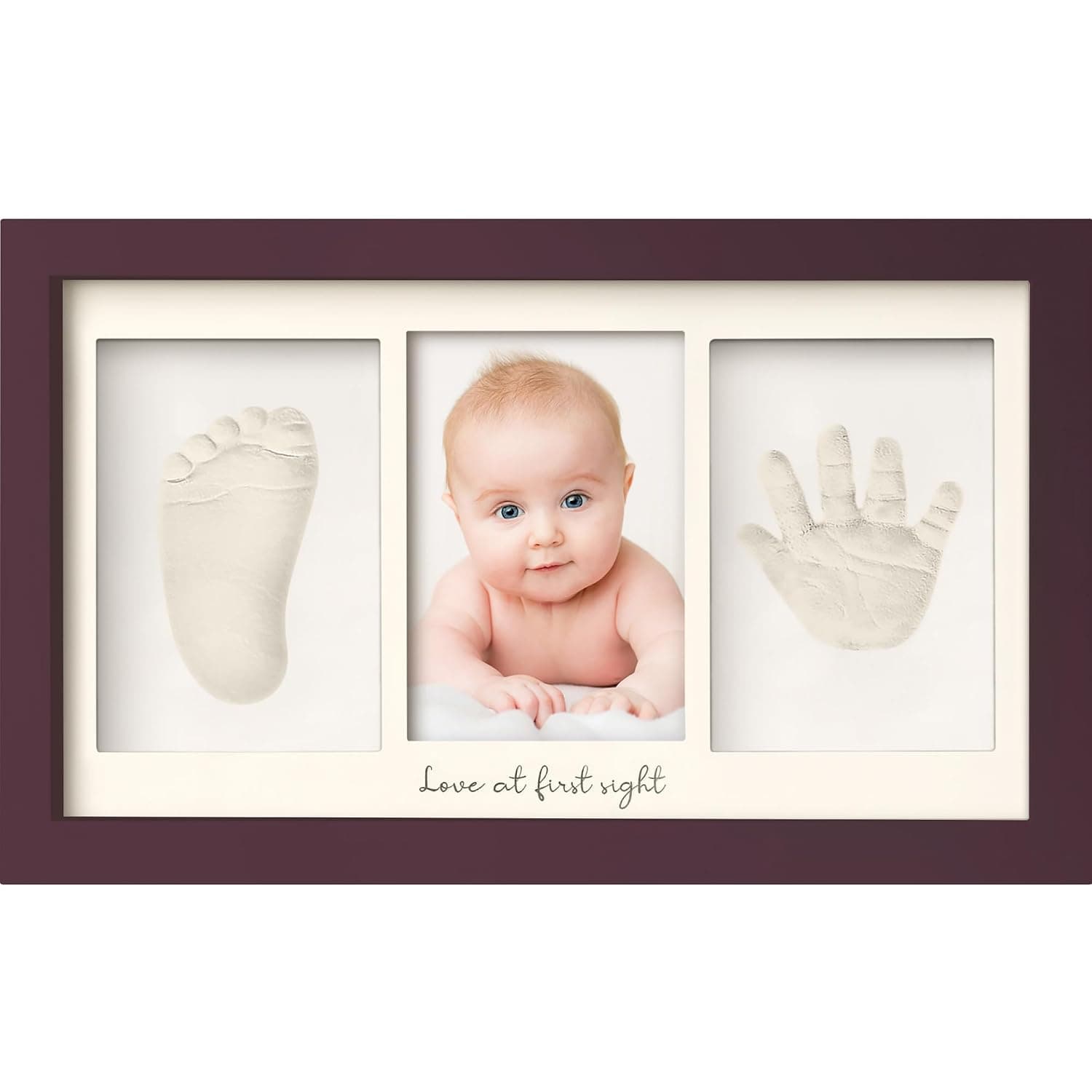 Baby Hand and Footprint Kit - Baby Footprint Kit, Newborn Keepsake Frame, Baby Handprint Kit, Personalized Baby Gifts, Nursery Decor, Baby Shower Gifts for Girls Boys (Auburn) | Quick Dry Handprint and Footprints, Newborn Nursery Picture Frame, Personalized New Mom Gifts for Baby First Christmas Shower