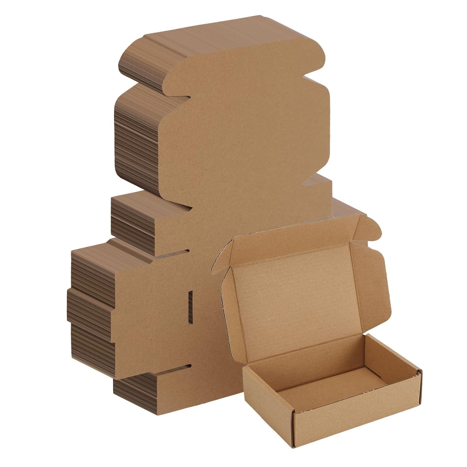 WIFTREY 100 Pack 5.91X3.94X1.57 Inches Shipping Boxes Brown, Corrugated Cardboard Box for Shipping Small Business, Gift Packing, Mailing Wrapping Present