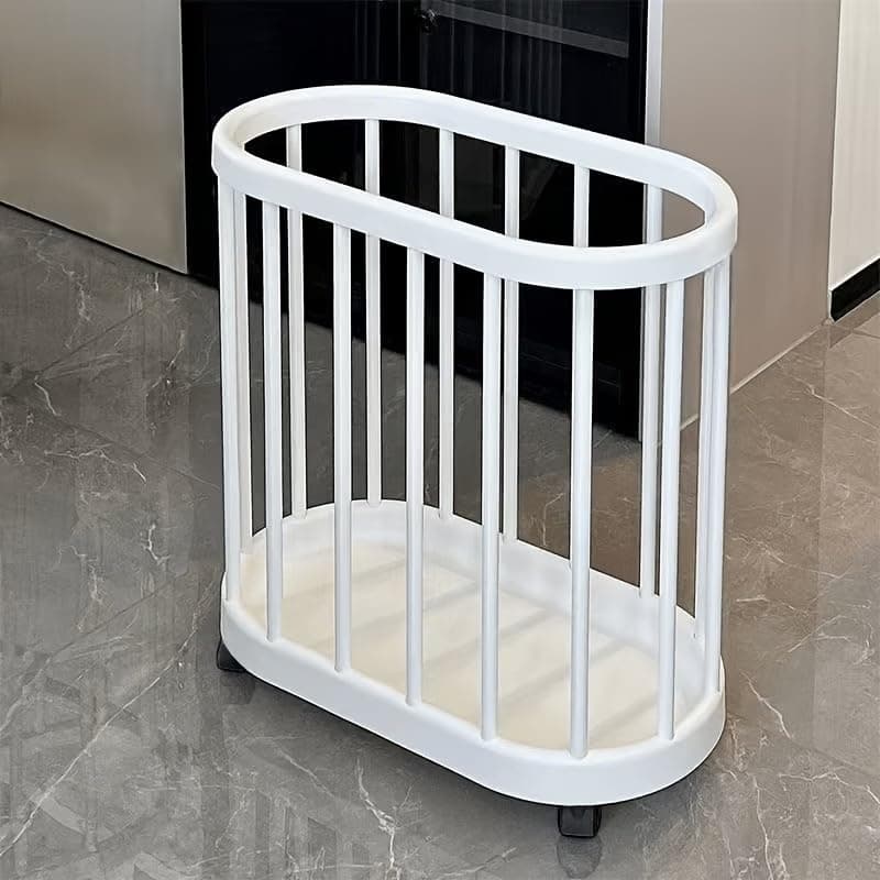 Four-wheel Multi-functional Storage Basket, Portable, White/black