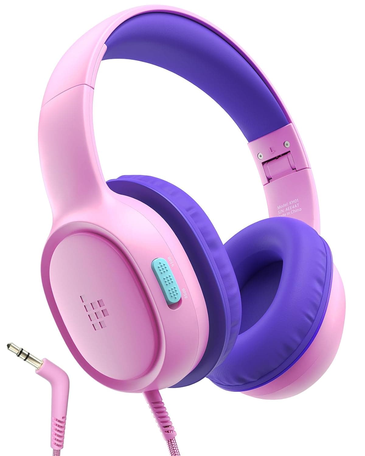 Tronsmart Kids Headphones KH01 - Foldable Safety Volume 85/93dB Over-Ear for Boys/Girls - HD Stereo 3.5mm Jack Wired for School/Kindle/Travel/Tablets (Pink)
