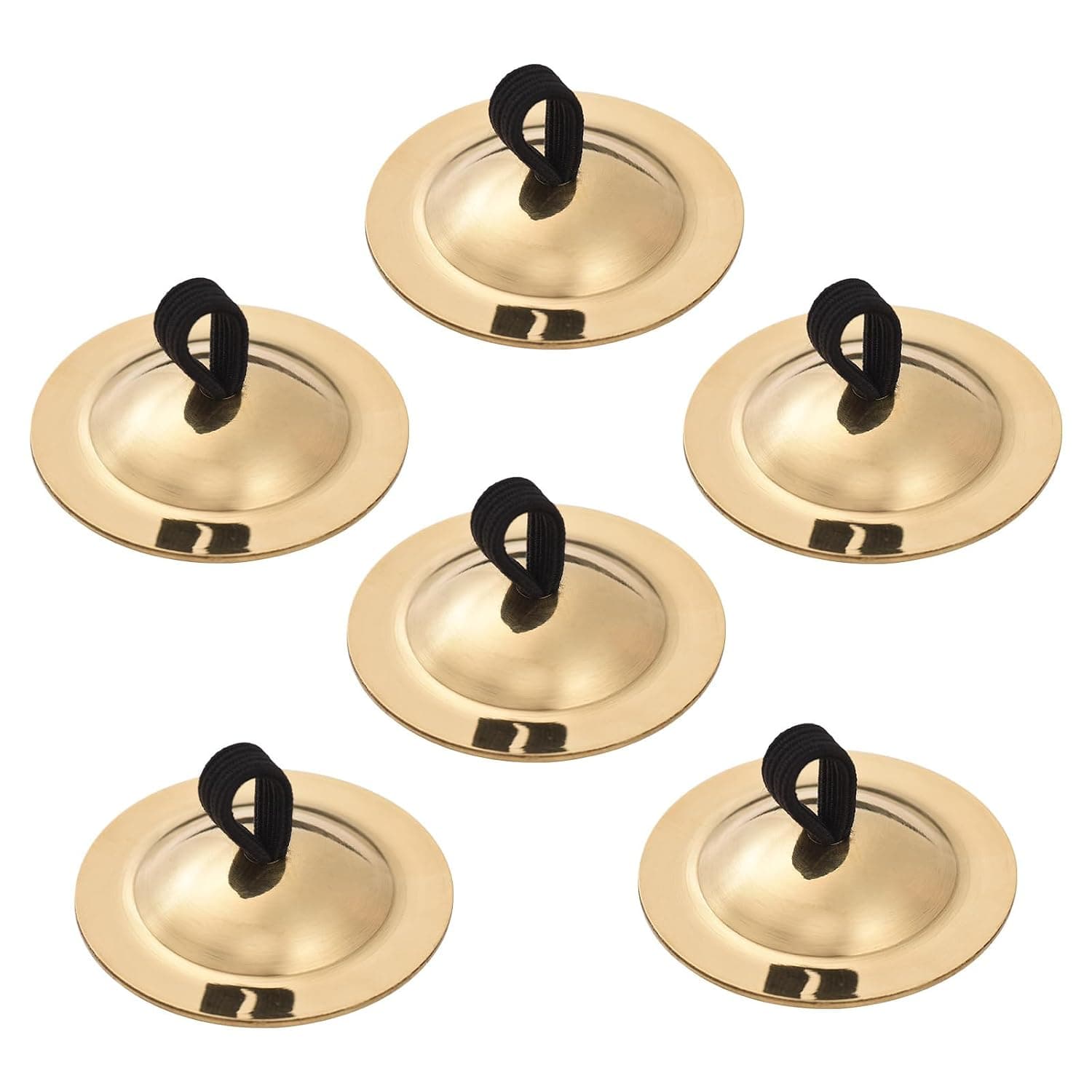 Eacam 6 Pieces Finger Cymbals Belly Dancing Finger Dance Finger Zills Dance Finger Musical Instrument for Dancer Party (Brass, Gold)