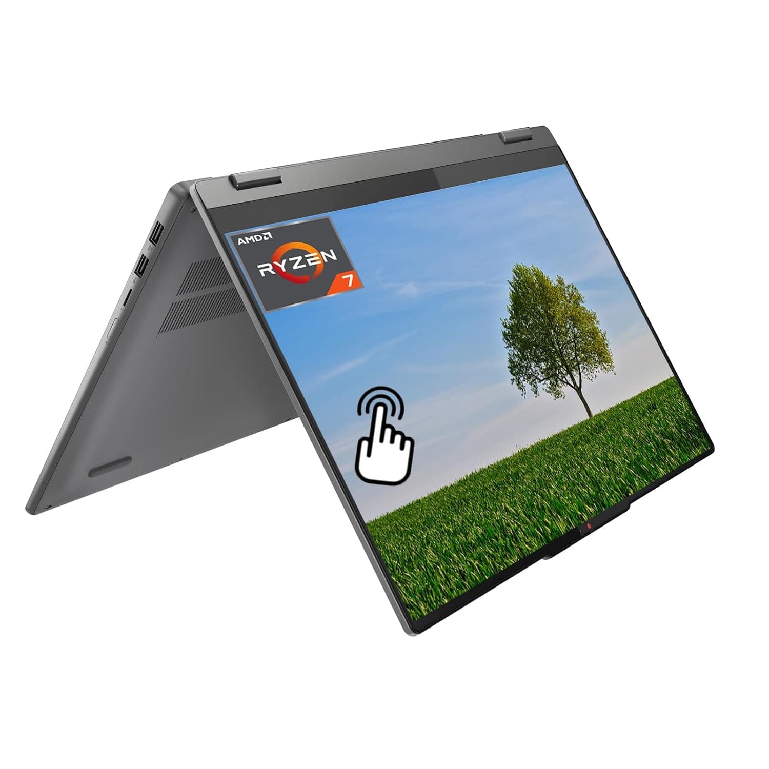 Lenovo IdeaPad 5 2-in-1 Laptop, 16" WUXGA Touchscreen Display, 8-Core AMD Ryzen 7 8845HS Processor, 16GB LPDDR5X RAM, 1TB SSD, Backlit Keyboard, Fingerprint Reader, Win 11 Home, Grey, EAT 16GB USB PEN