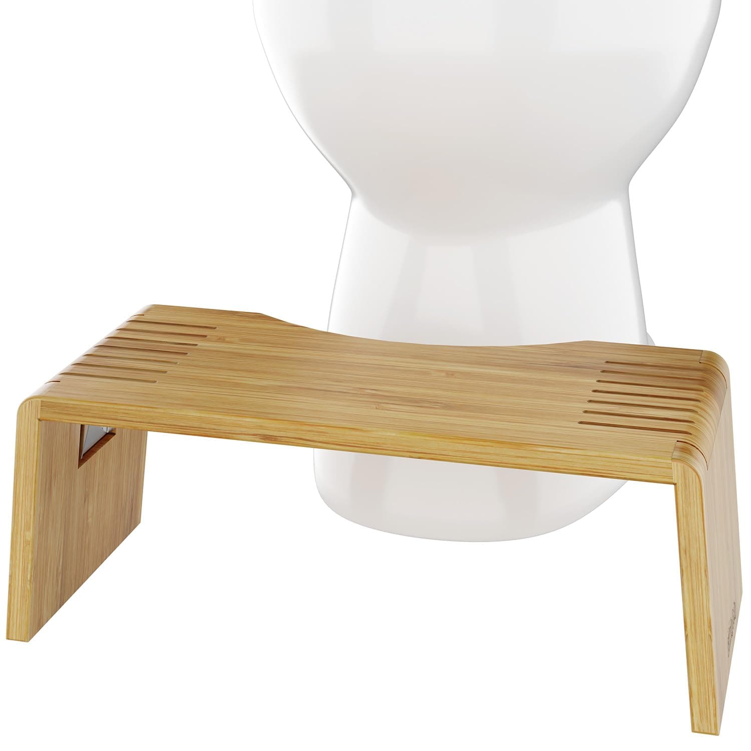 Squatty Potty Oslo Folding Bamboo Toilet Stool – 7 Inches Collapsible Bathroom Stool for Kids and Adults, Brown | Squat Footrest Stool for Improved Bowel Health & Natural Posture - for Kids and Adults - Foldable, Portable and Space-Saving