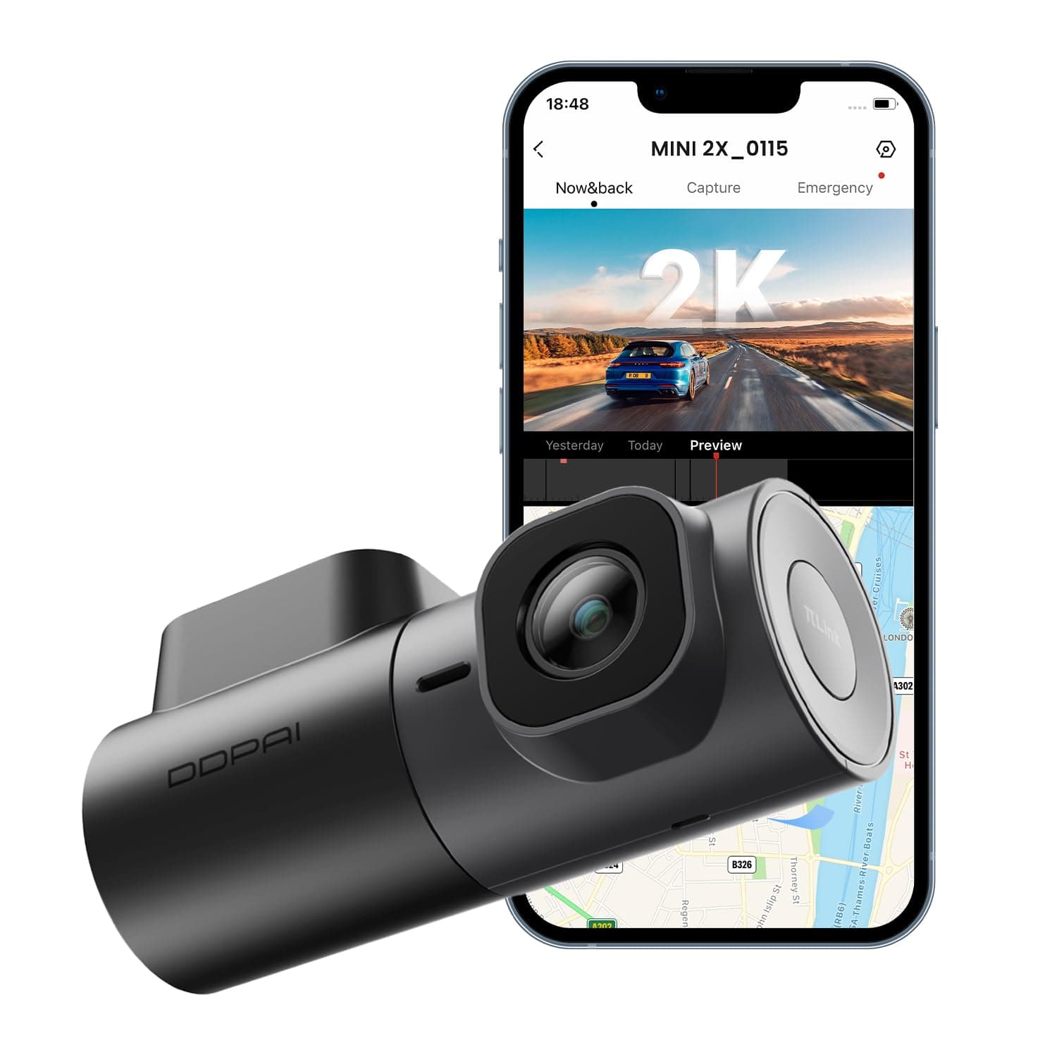 DDPAI 2K Dash Cam 1440P Front Dashcam Car Dash Camera 360° Rotatable with Night Vision 24H Parking Monitor 5G Wifi G-Sensor ADAS Loop Recording App Control Max Support 256G, MINI2X