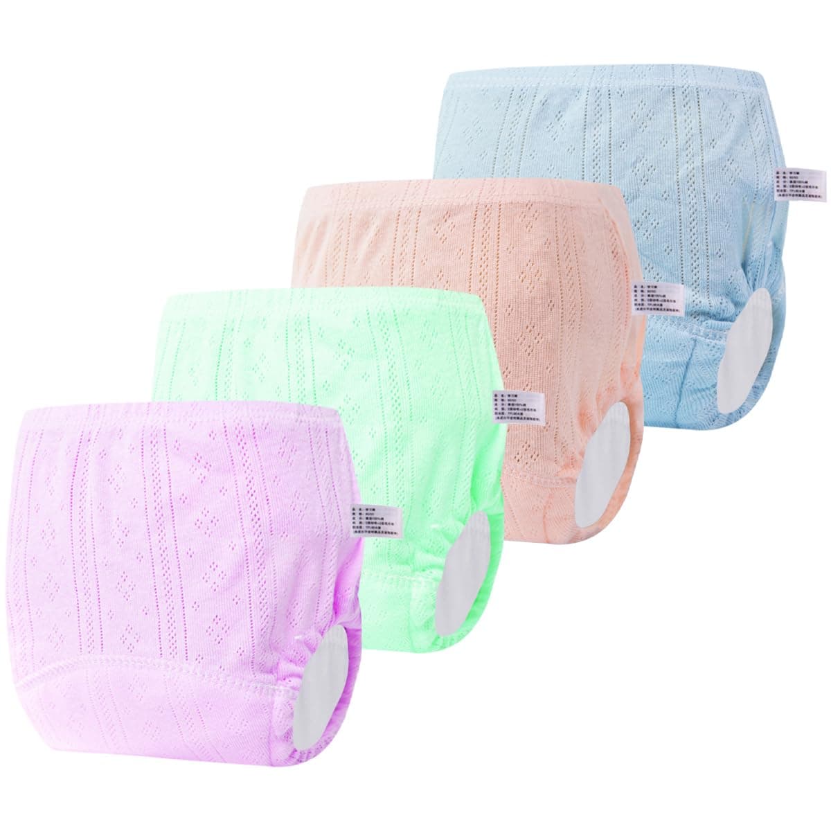 4 Pack Cotton Diaper Pants Washable Newborn Breathable Training Pant | Waterproof Washable Toddler Potty Trainings Underwear Toilet Trainings Pant for Boys Girls Baby Toddler up to 4 Years 6-18 kg