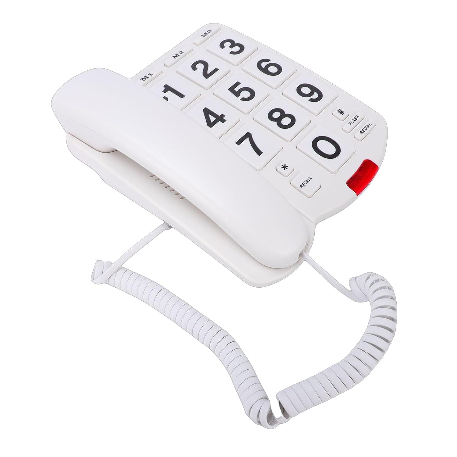Generic Large Keys Corded Phone, One Touch Speed Dial Telephone, 110dB Loud Ringer Phone with Flashing Indicator & Function, Ideal for Seniors (White)